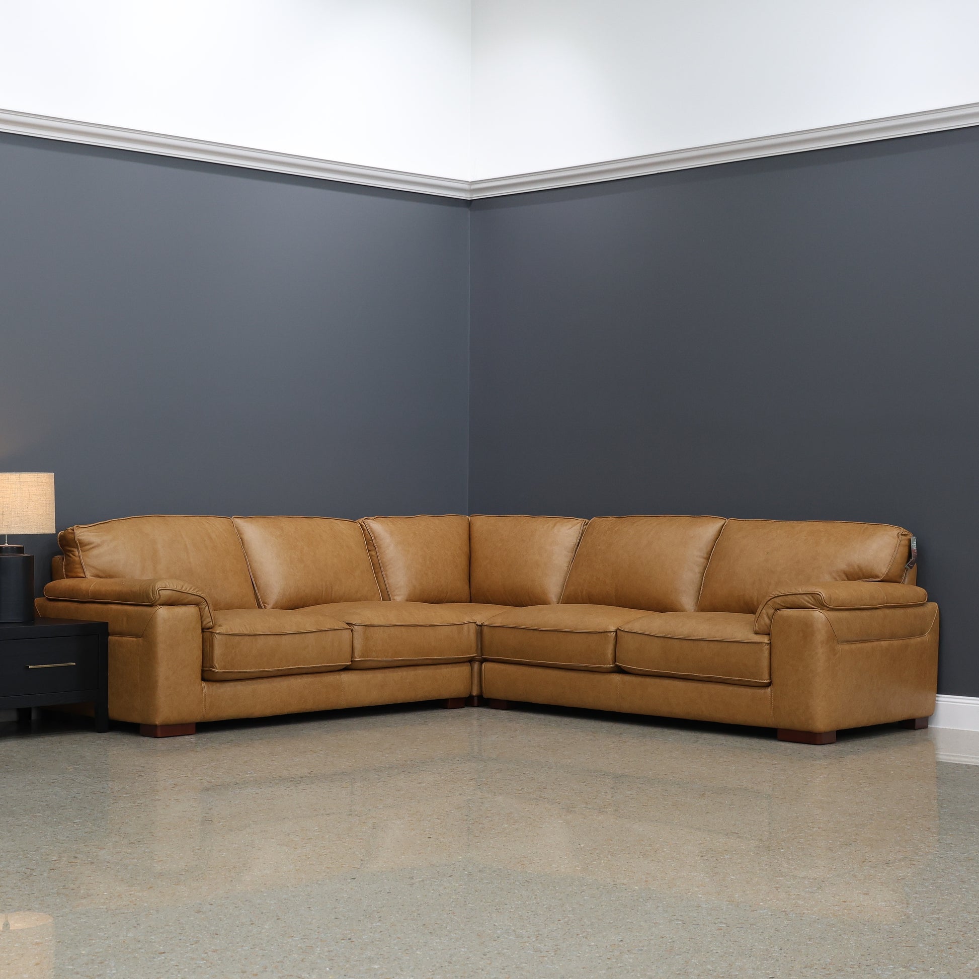 Rostrevor Corner Lounge - Tan Leather