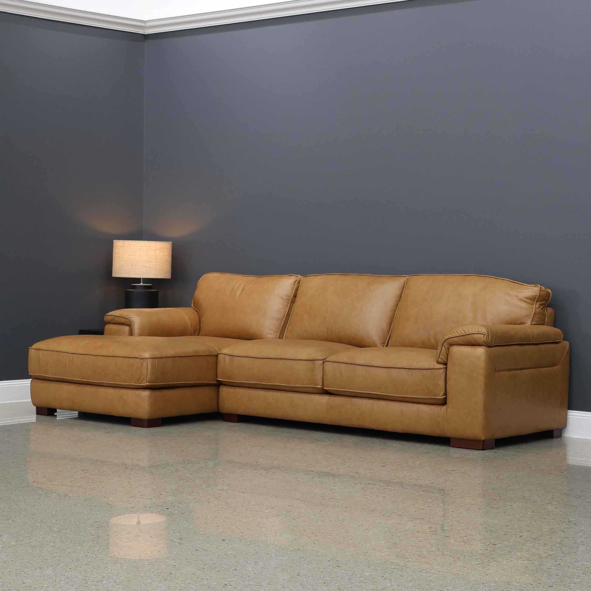 Rostrevor Sofa Chaise - Tan Leather