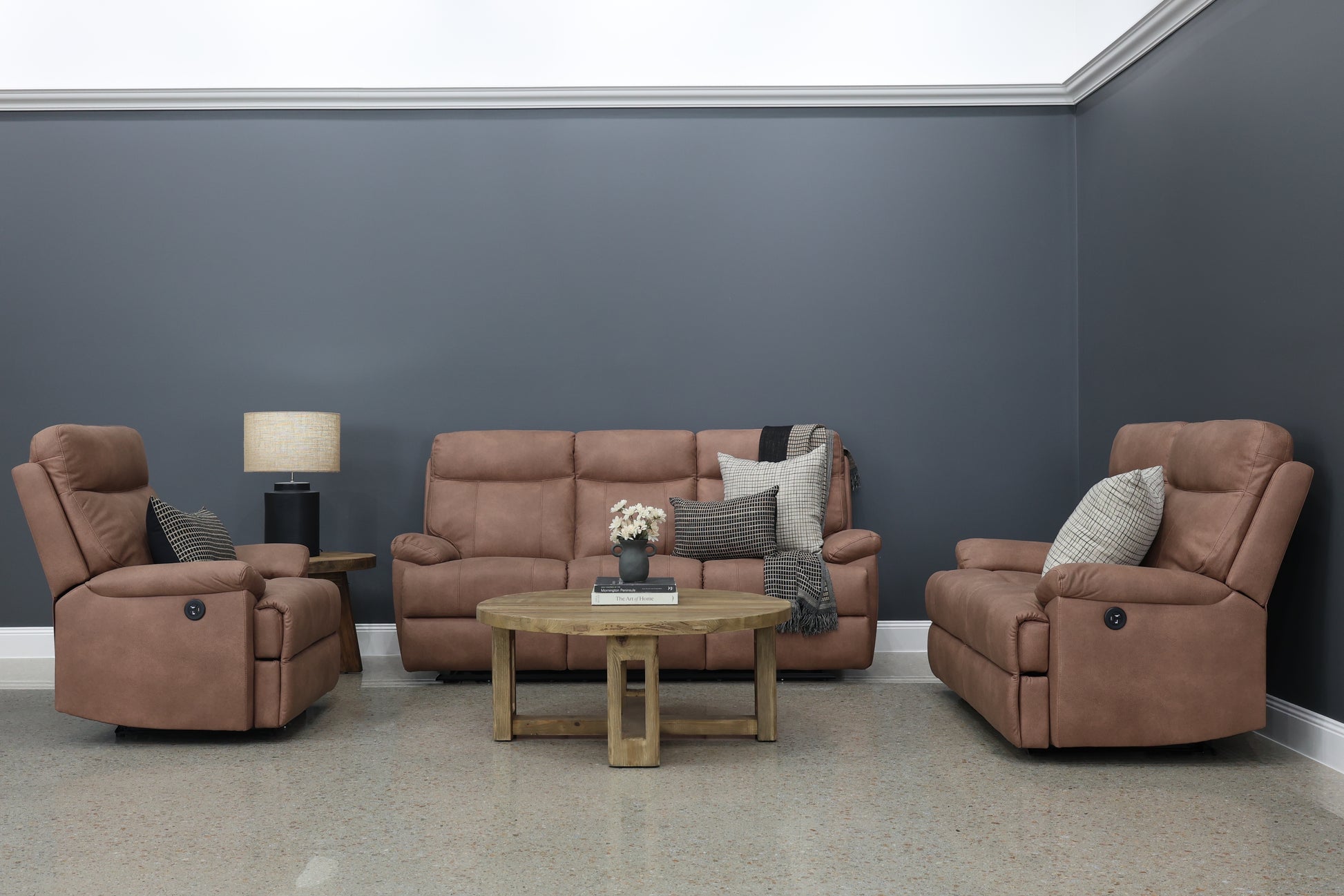 Seymour Electric Loveseat - Chestnut Leather Air