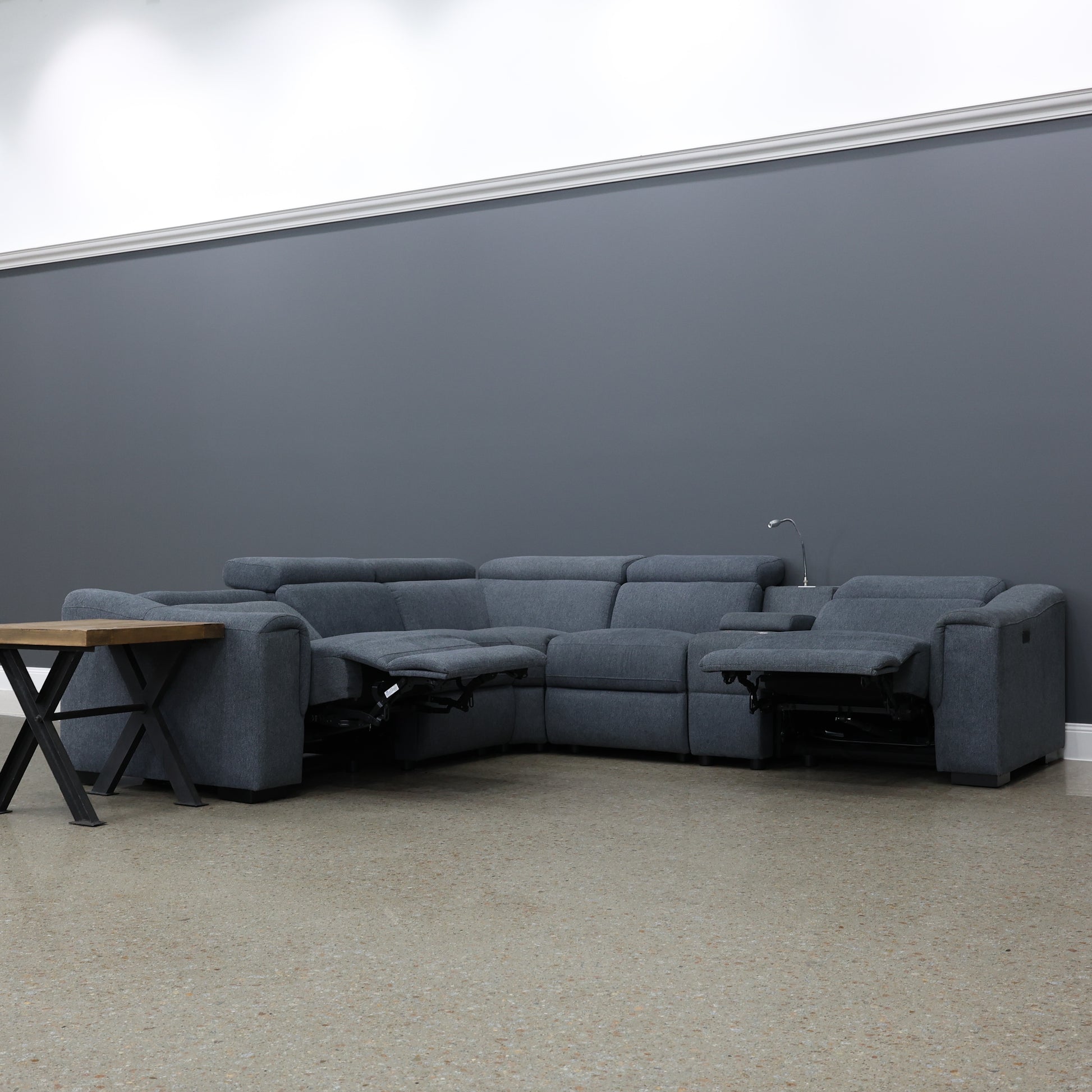 Blake Electric Reclining Corner Lounge - Dark Grey