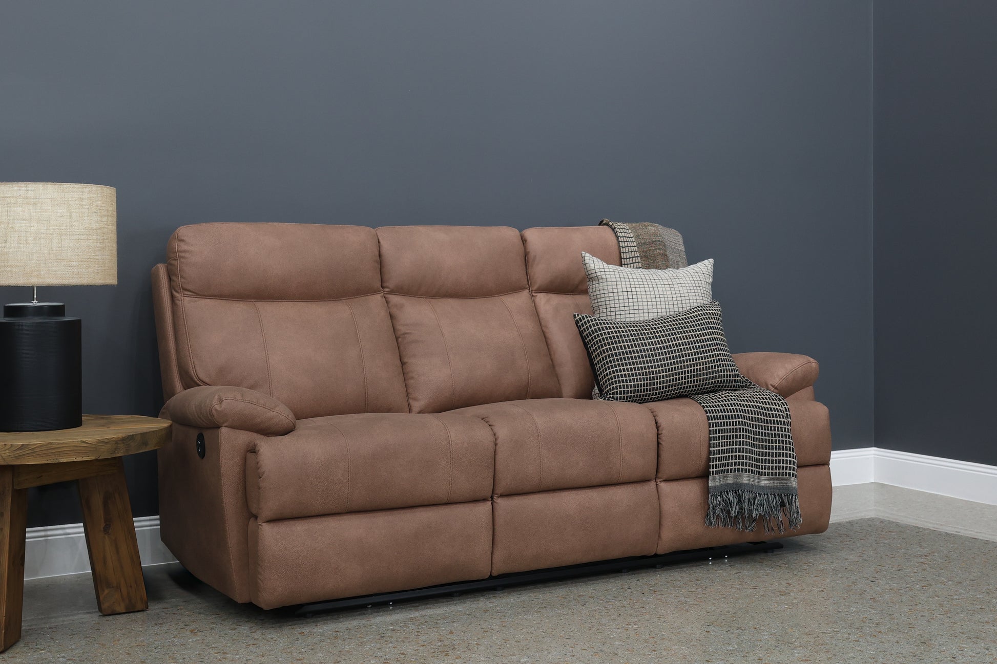 Seymour Electric Sofa - Chestnut Leather Air