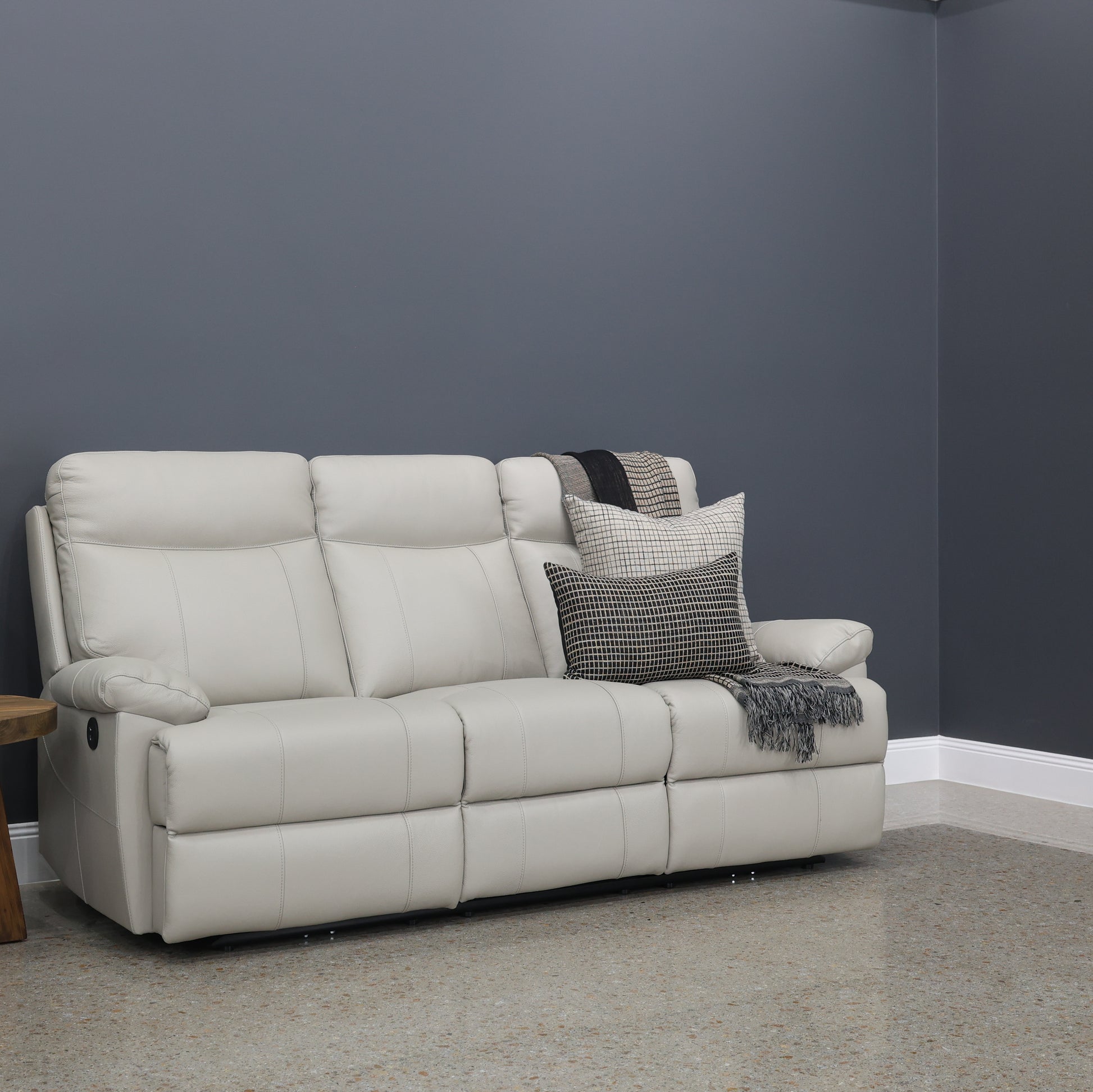 Seymour Electric Sofa - Light Grey Leather