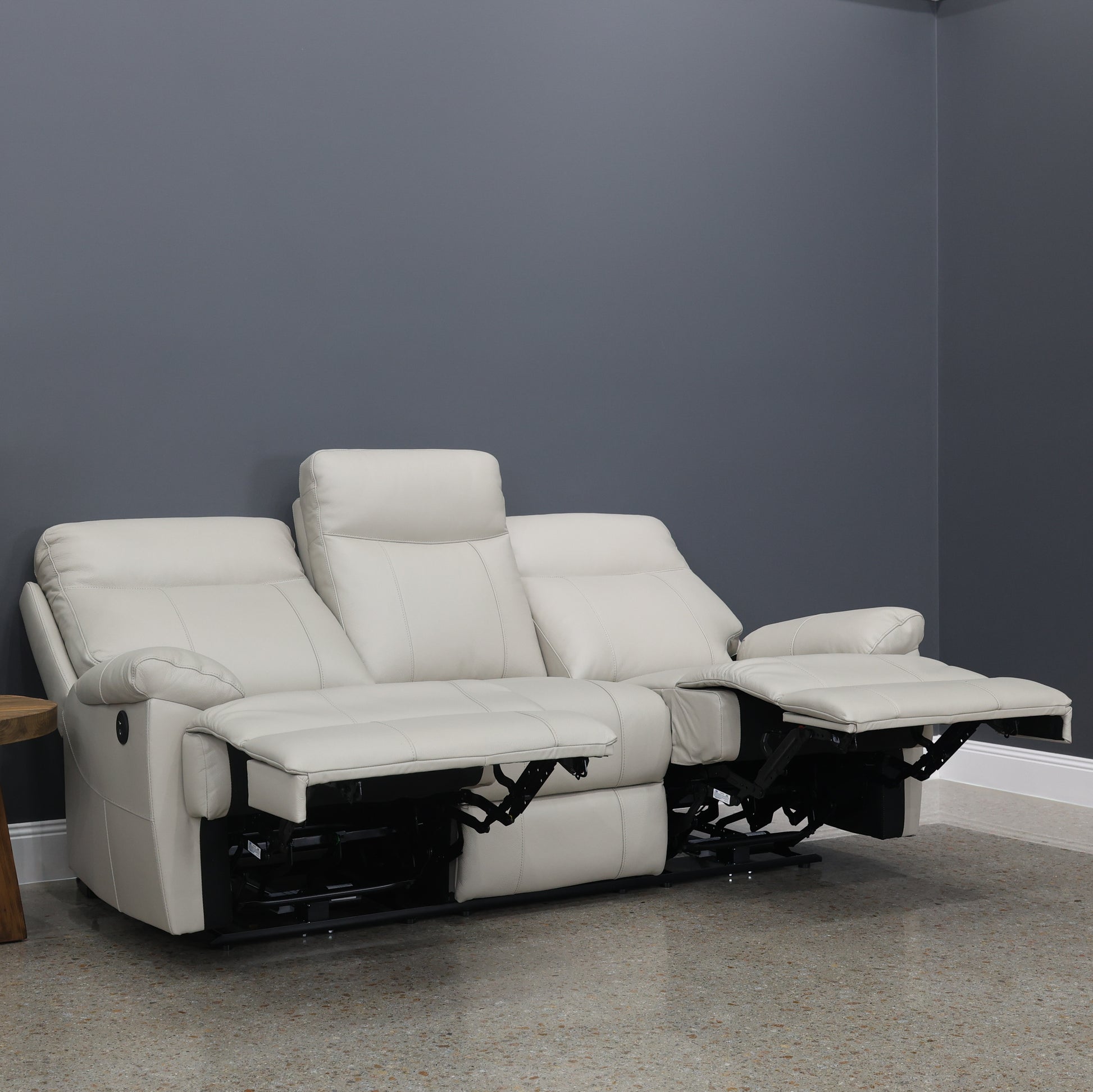 Seymour Electric Sofa - Light Grey Leather