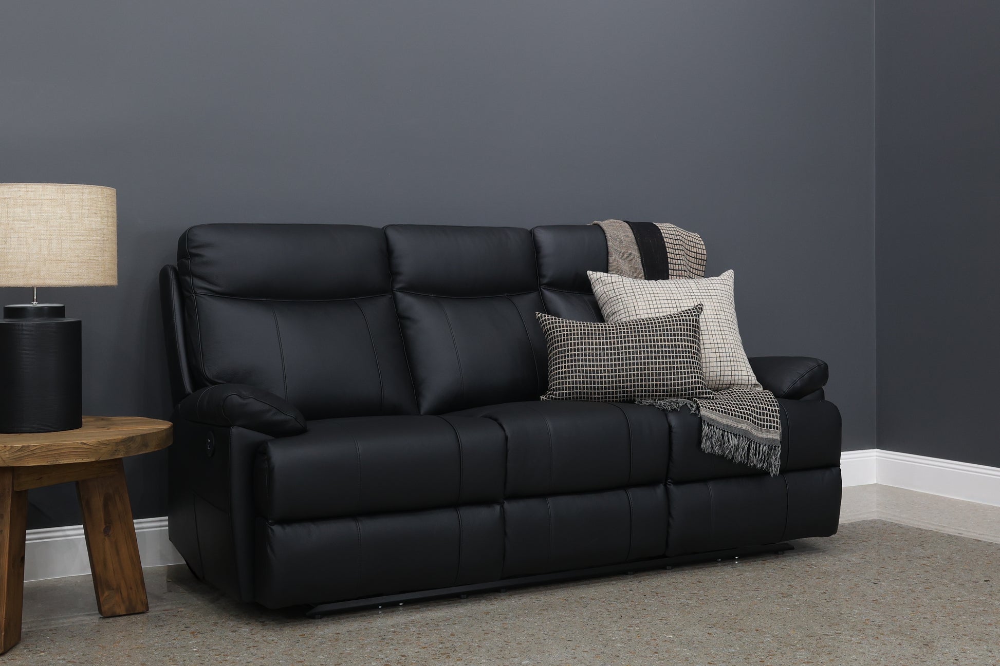 Seymour Electric Sofa - Black Leather