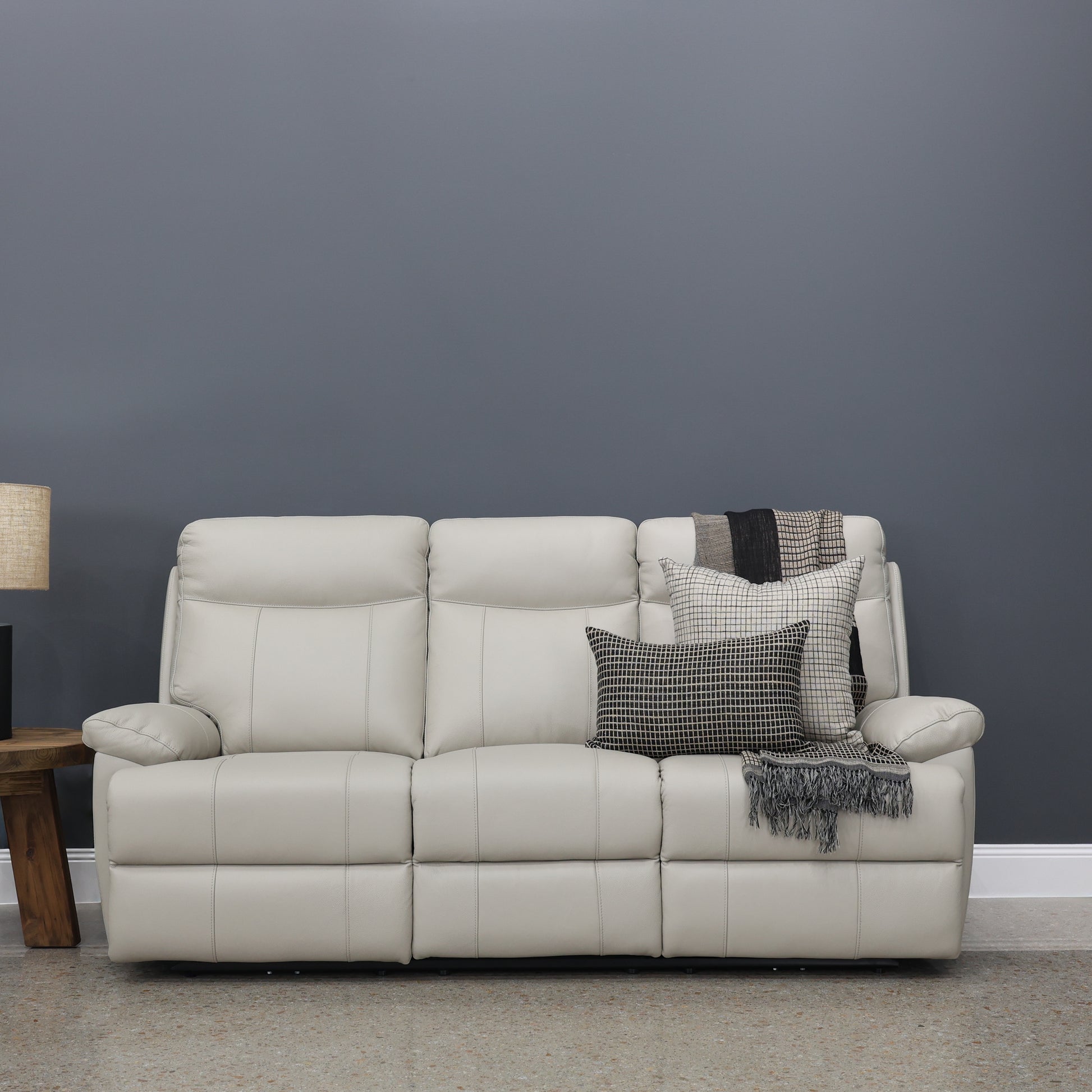 Seymour Electric Sofa - Light Grey Leather