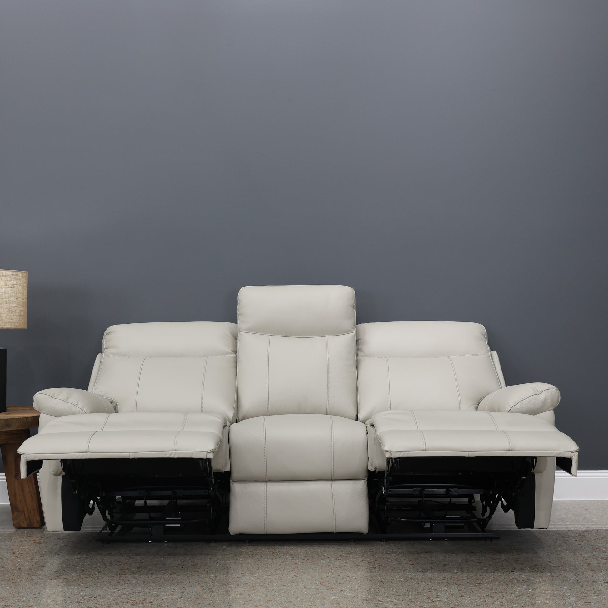 Seymour Electric Sofa - Light Grey Leather