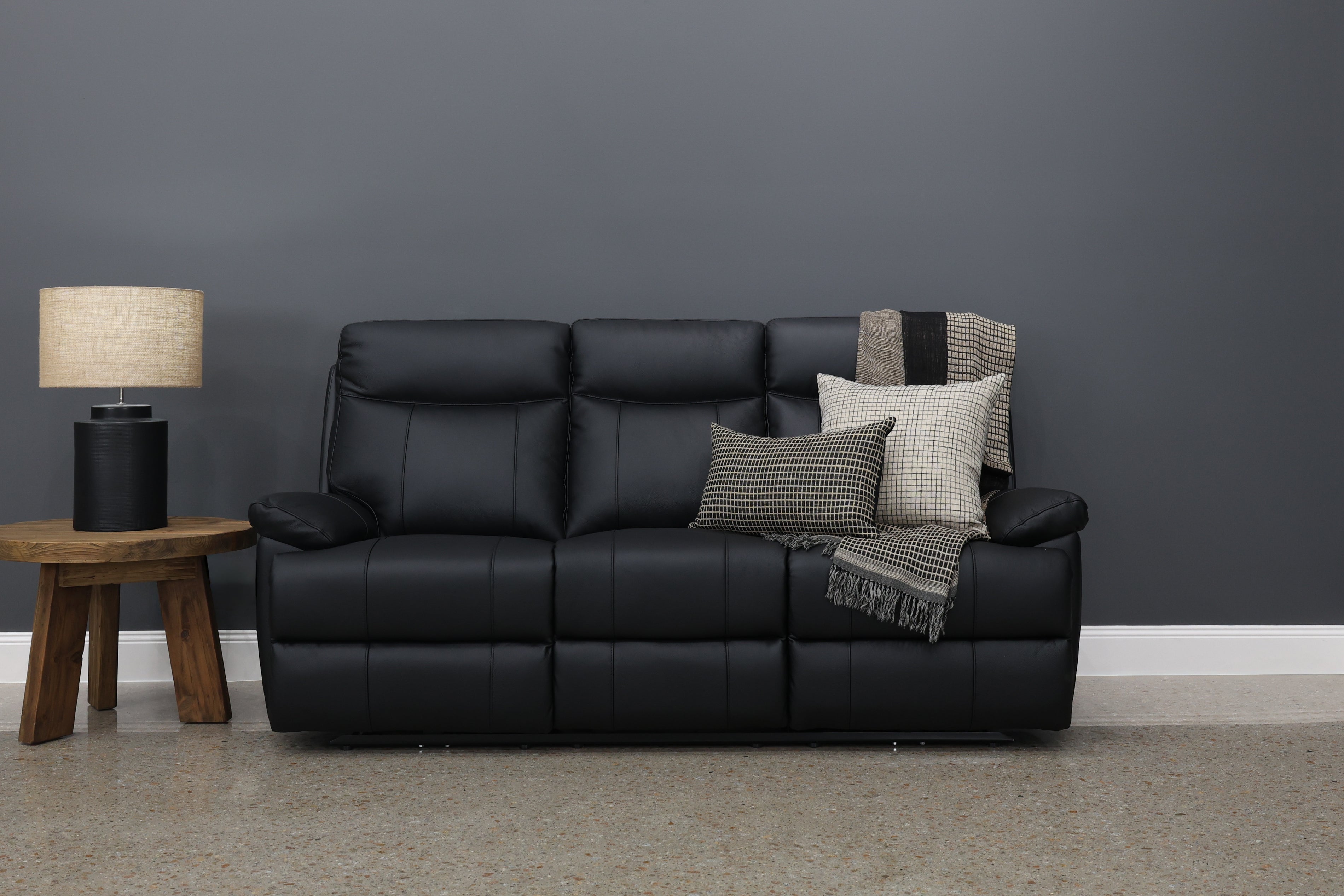 Seymour Electric Sofa - Black Leather