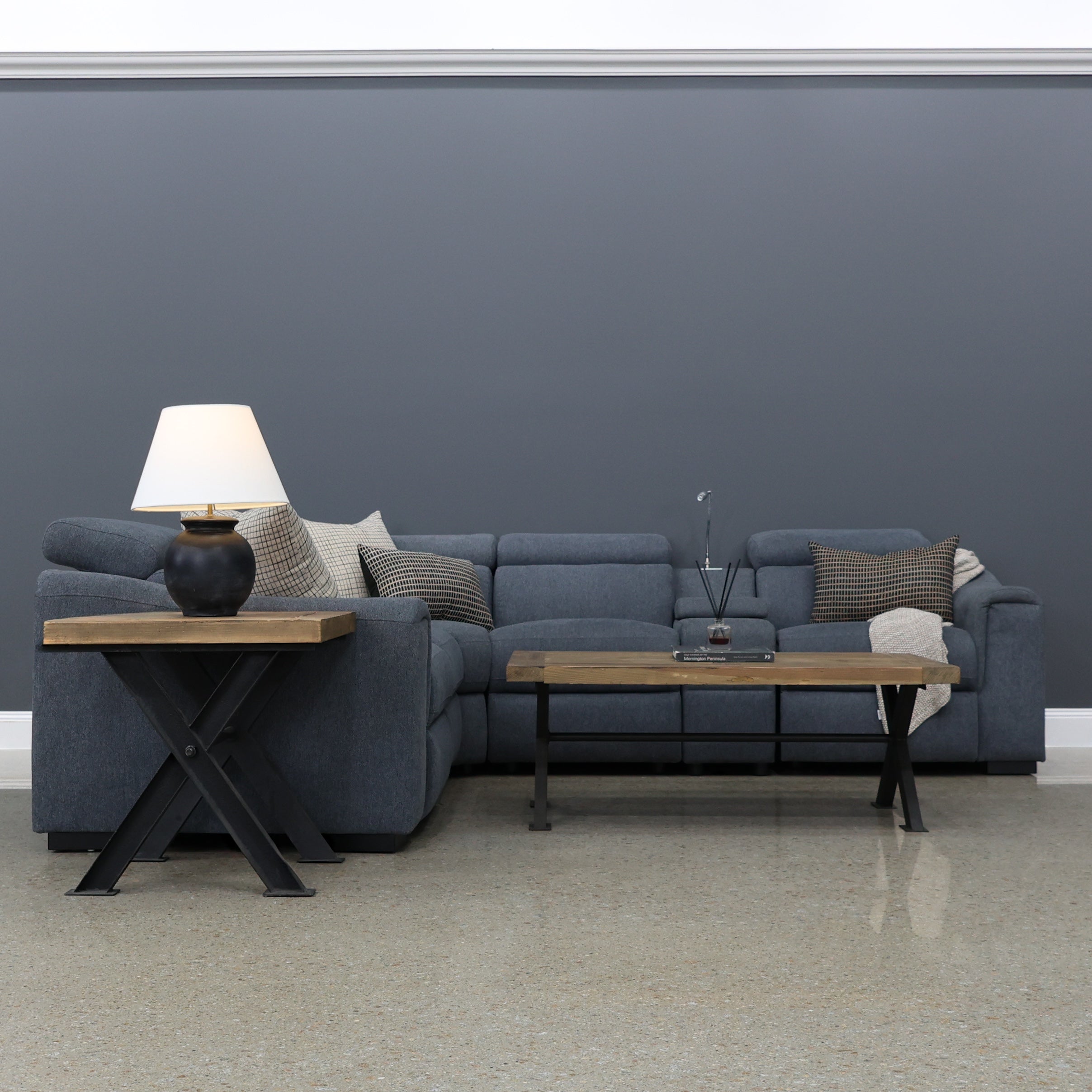 Blake Electric Reclining Corner Lounge - Dark Grey