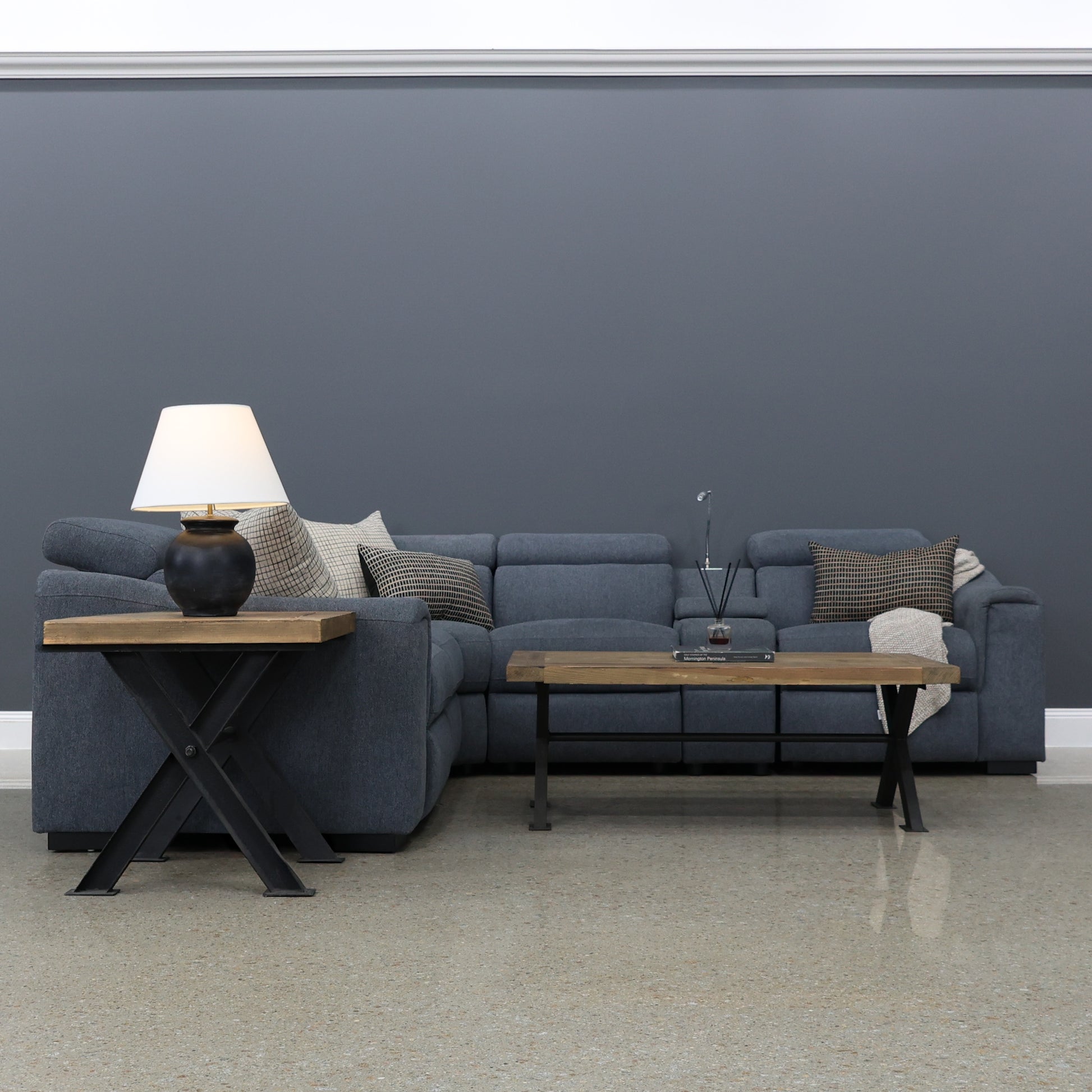 Blake Electric Reclining Corner Lounge - Dark Grey