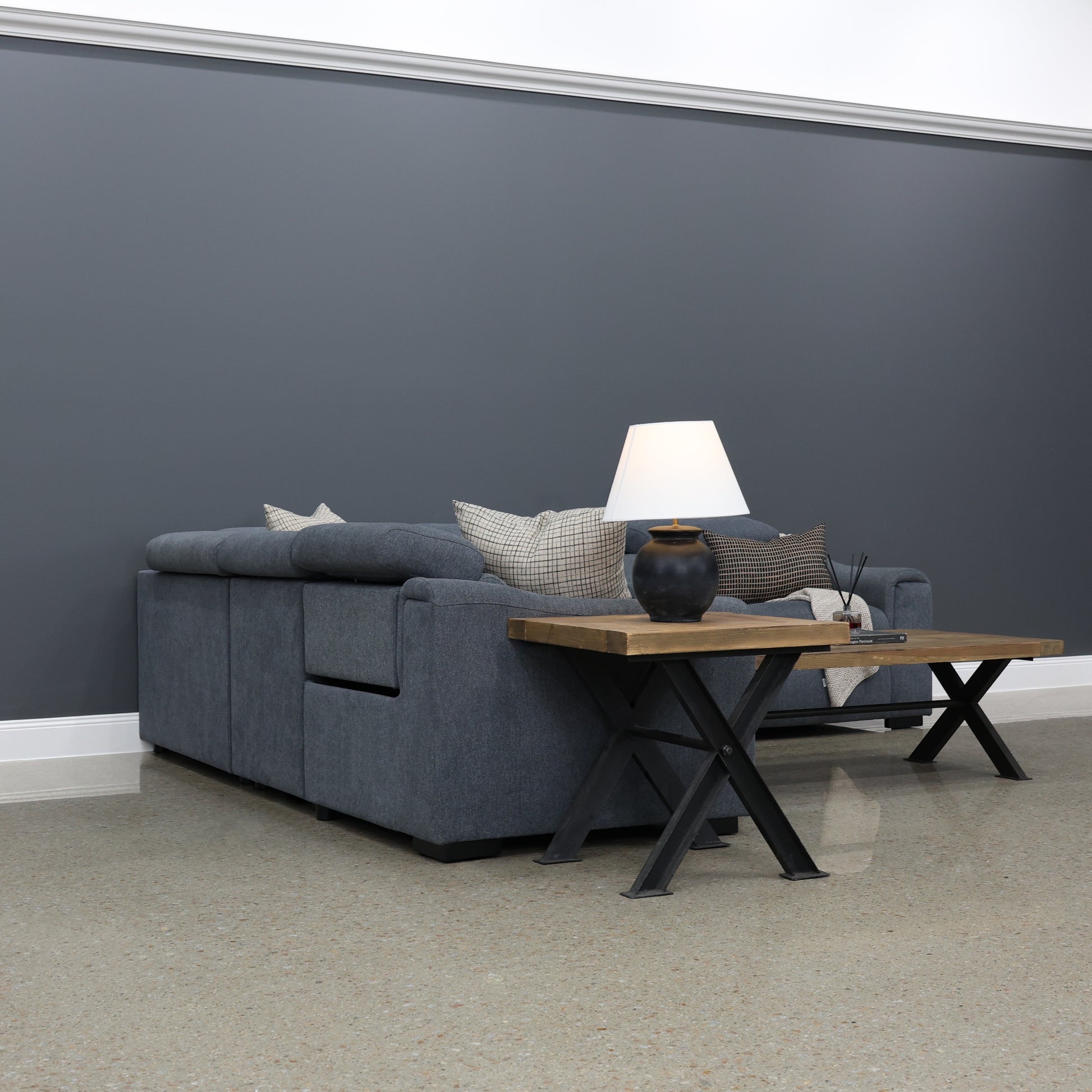 Blake Electric Reclining Corner Lounge - Dark Grey