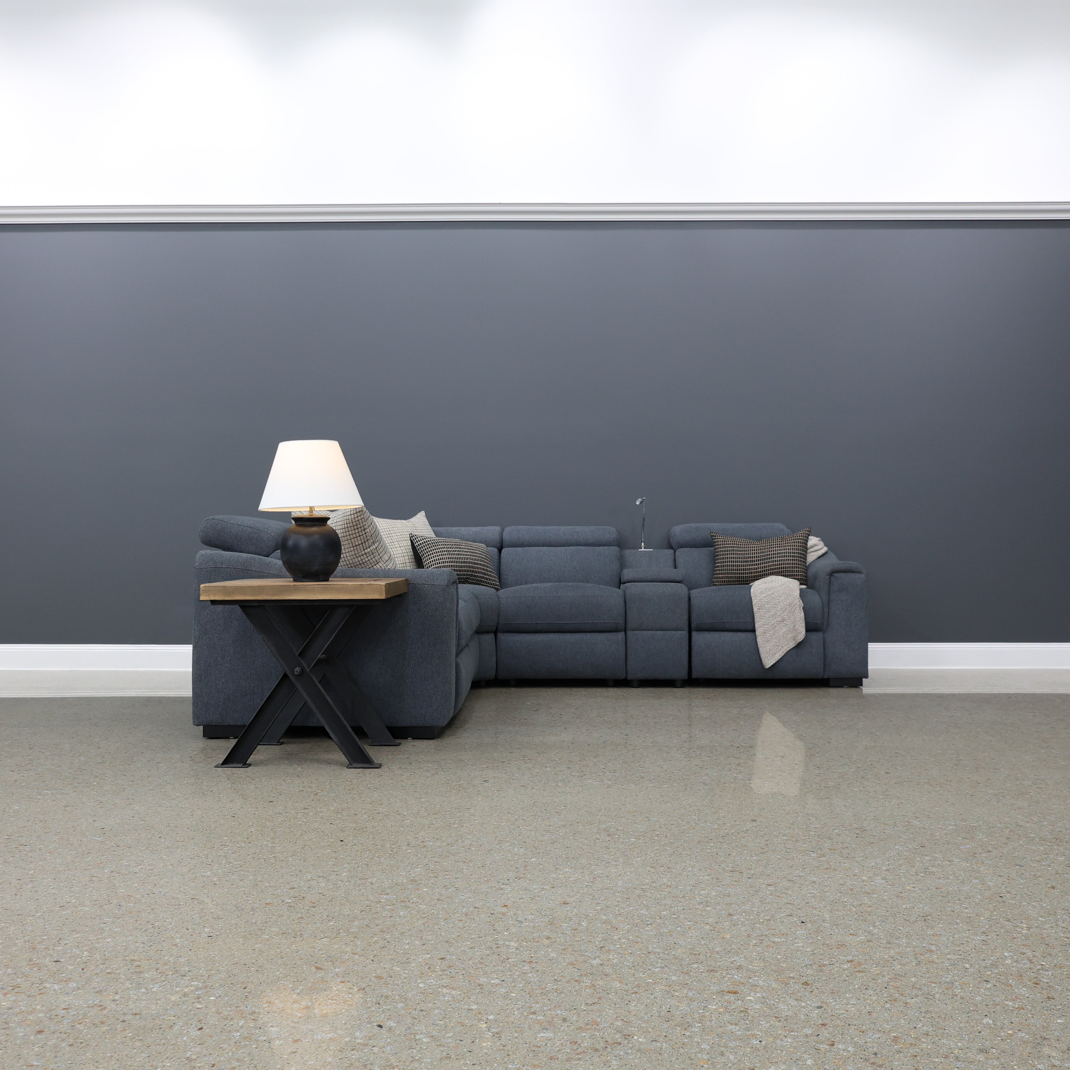 Blake Electric Reclining Corner Lounge - Dark Grey