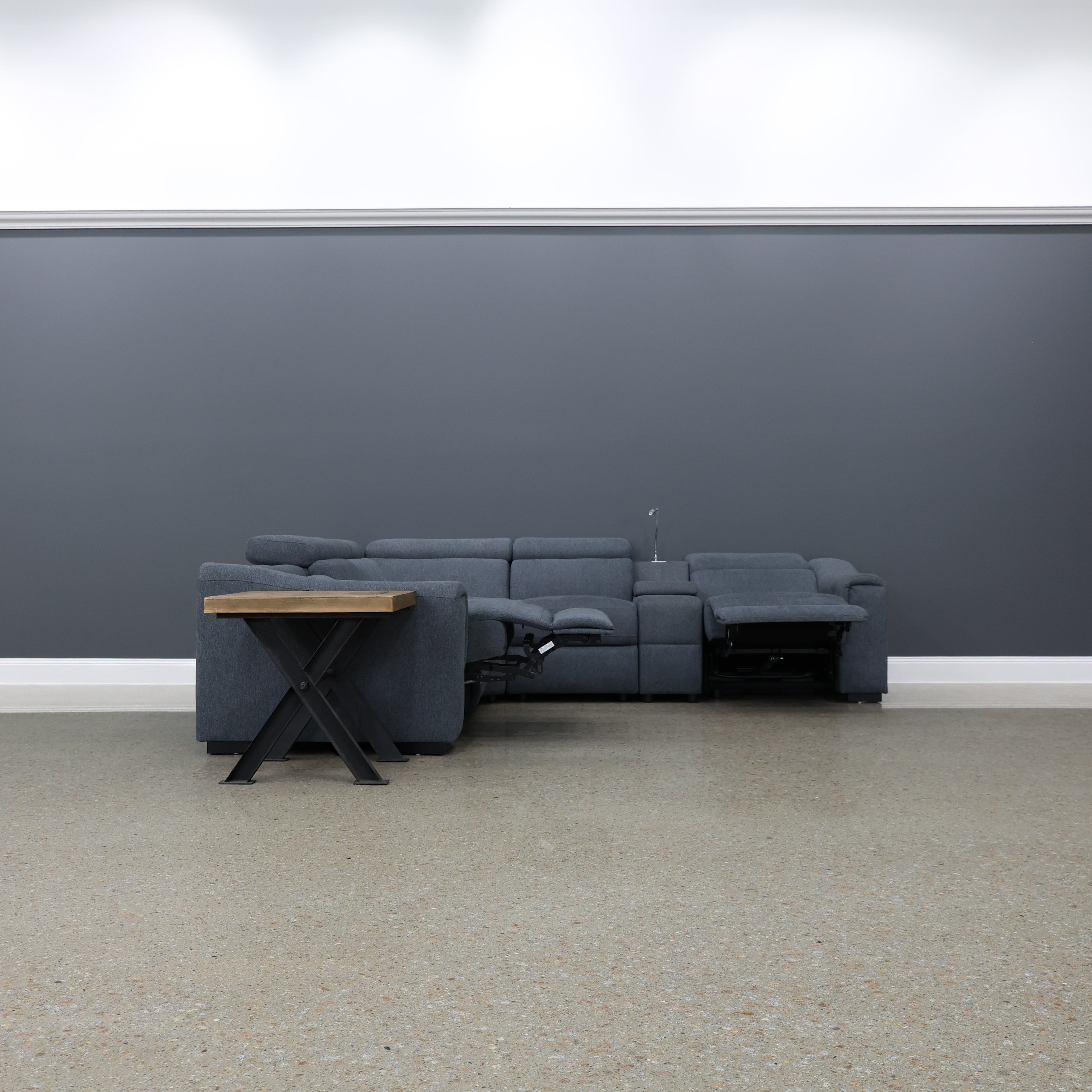 Blake Electric Reclining Corner Lounge - Dark Grey