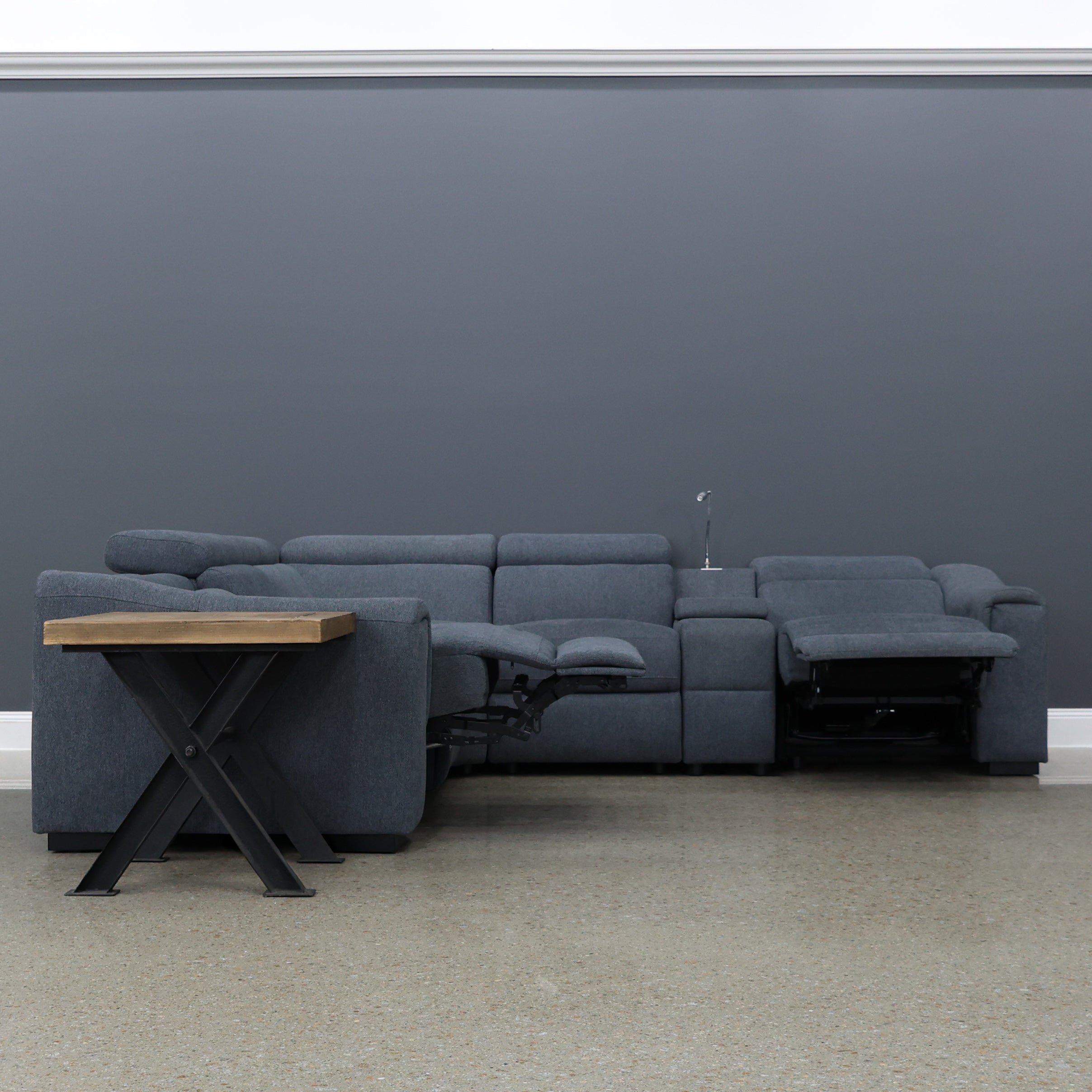 Blake Electric Reclining Corner Lounge - Dark Grey