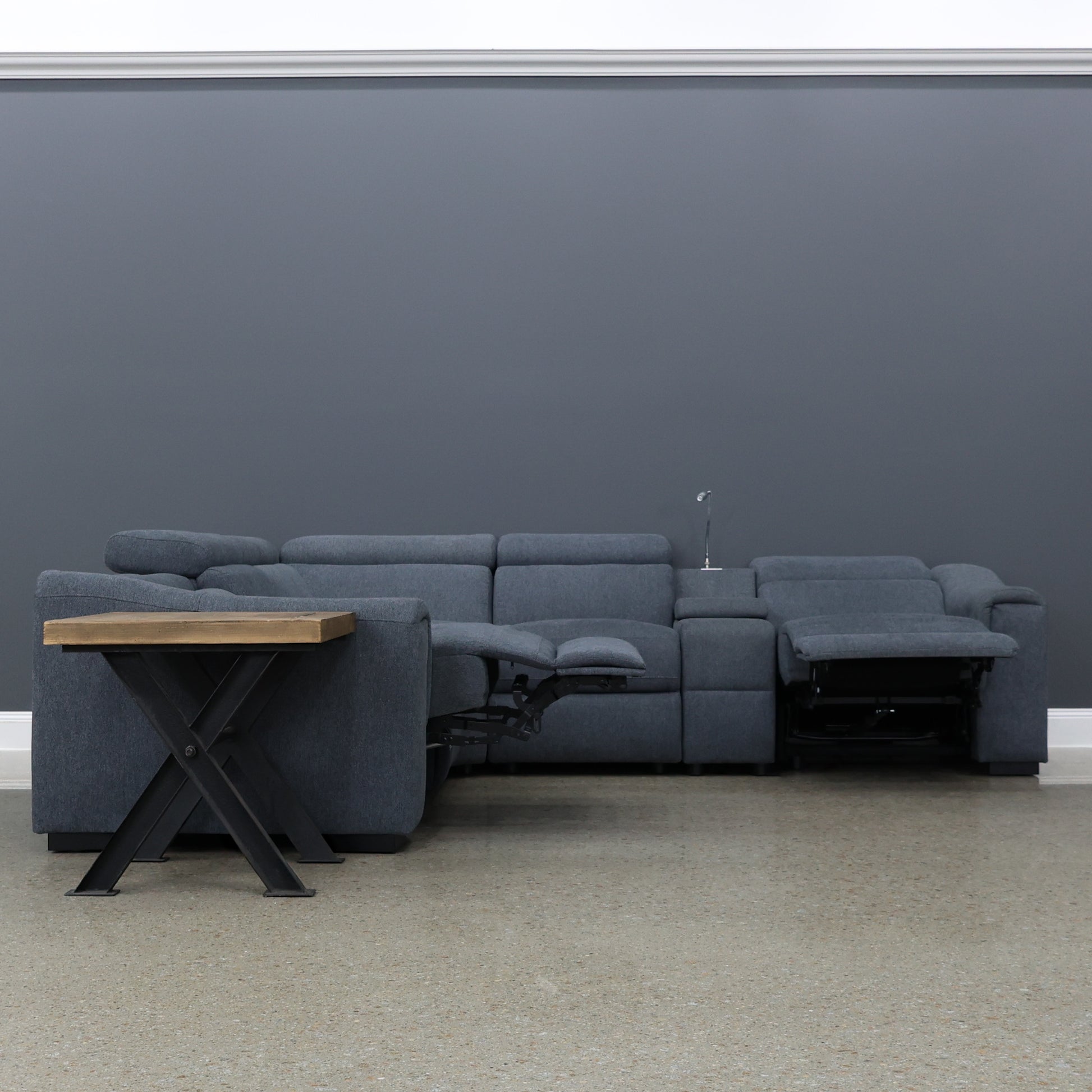 Blake Electric Reclining Corner Lounge - Dark Grey