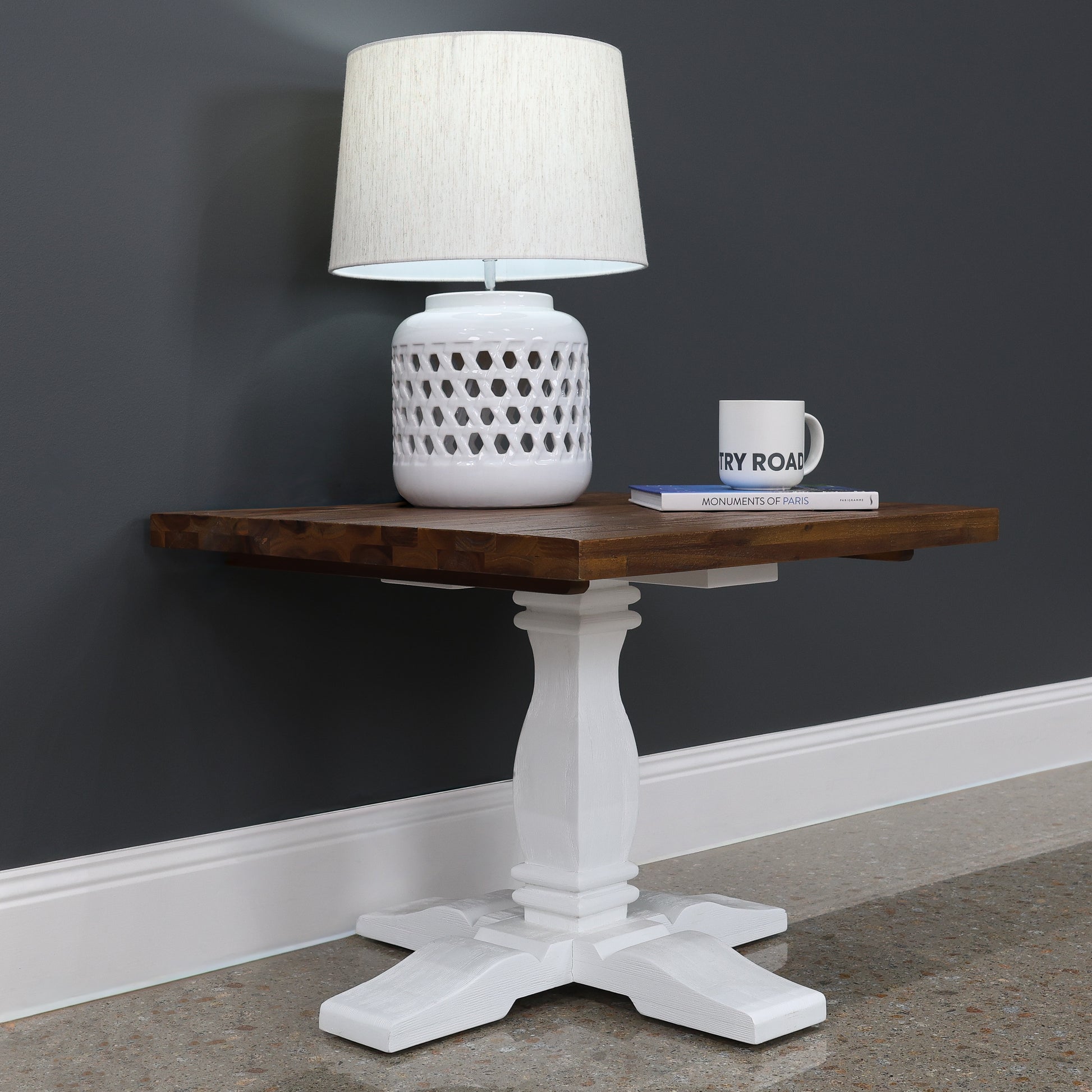Provedore Two Tone Lamp Table - Pedestal Leg