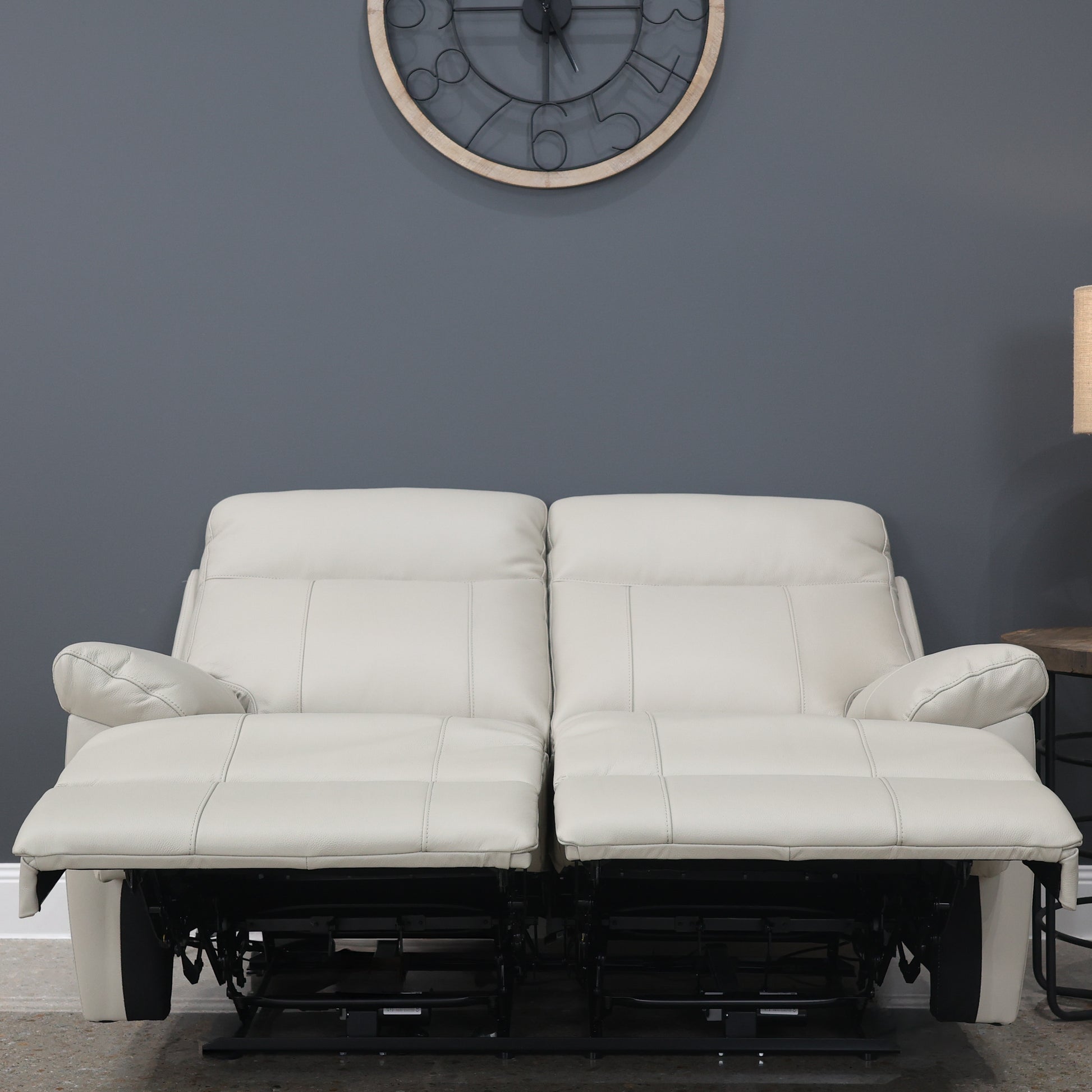 Seymour Electric 2 Seater Loveseat - Light Grey Leather