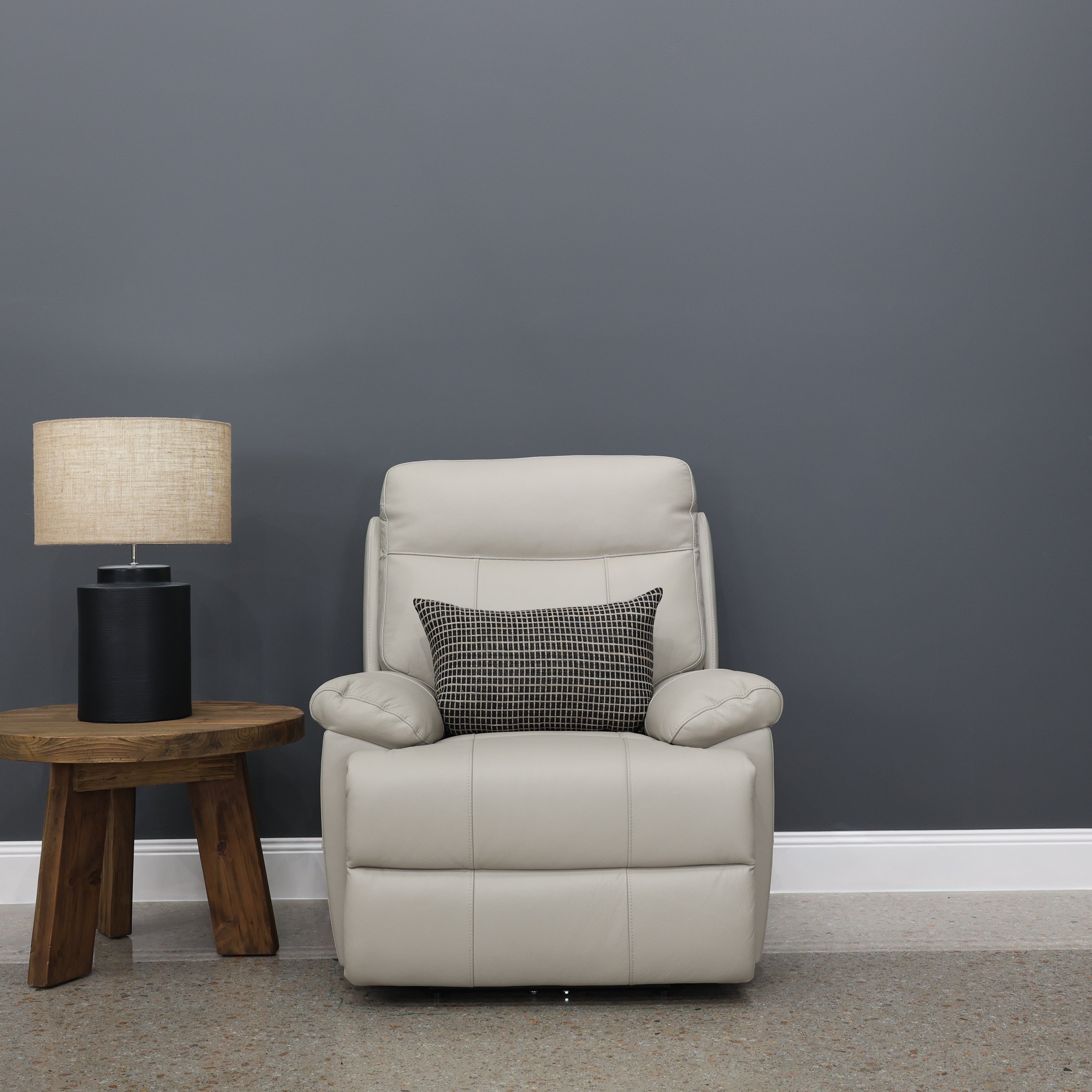 Seymour Electric Recliner - Light Grey Leather