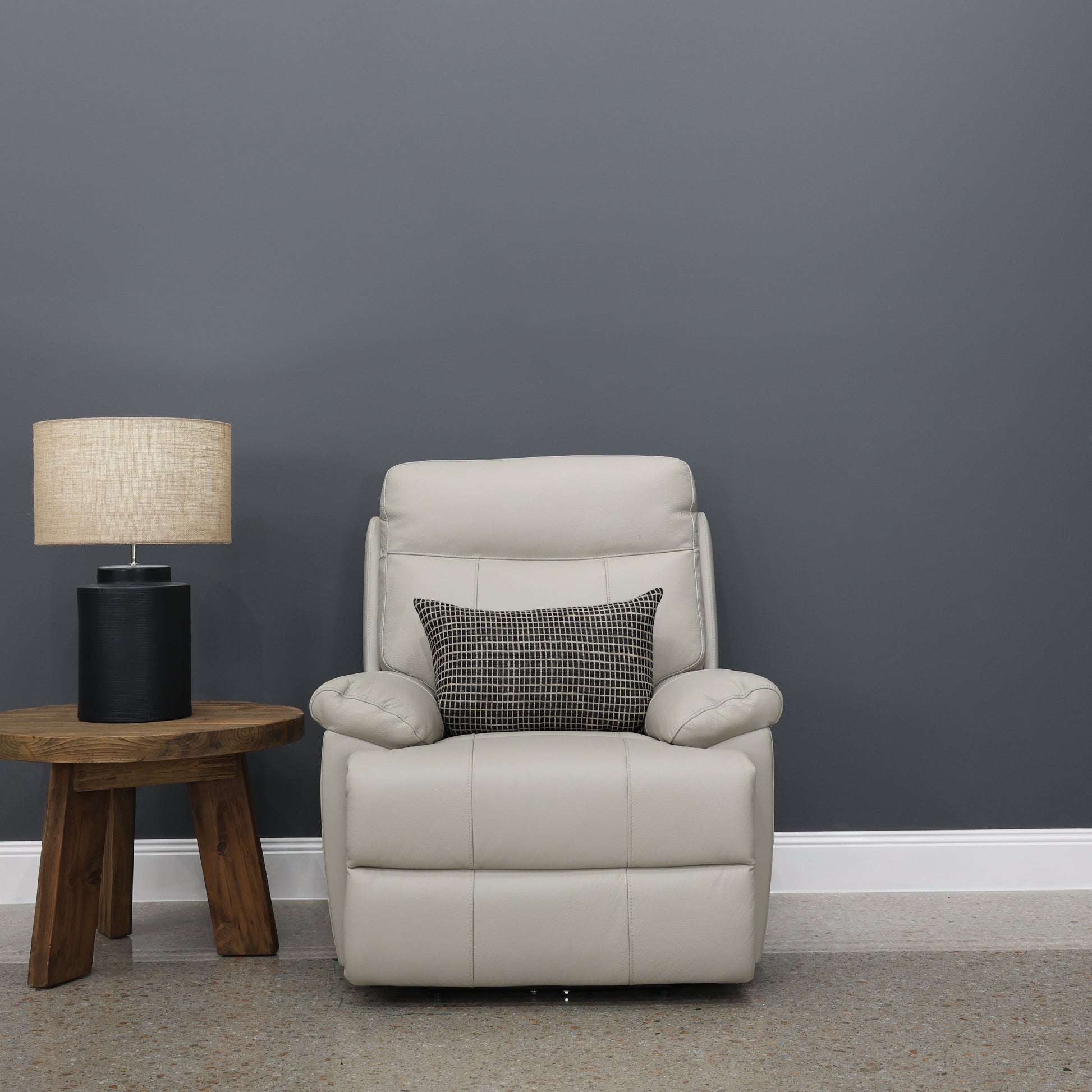 Seymour Electric Recliner - Light Grey Leather