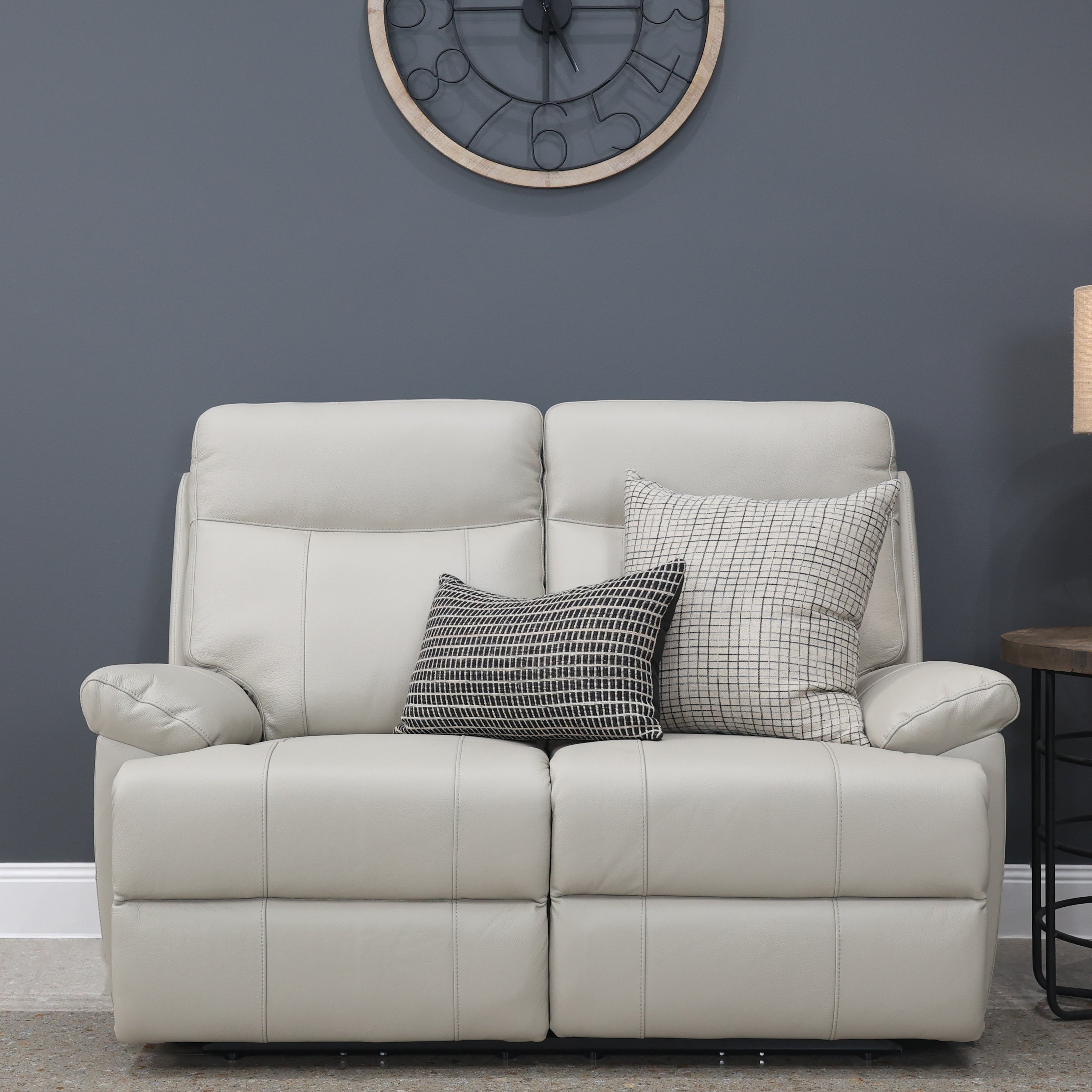 Seymour Electric 2 Seater Loveseat - Light Grey Leather