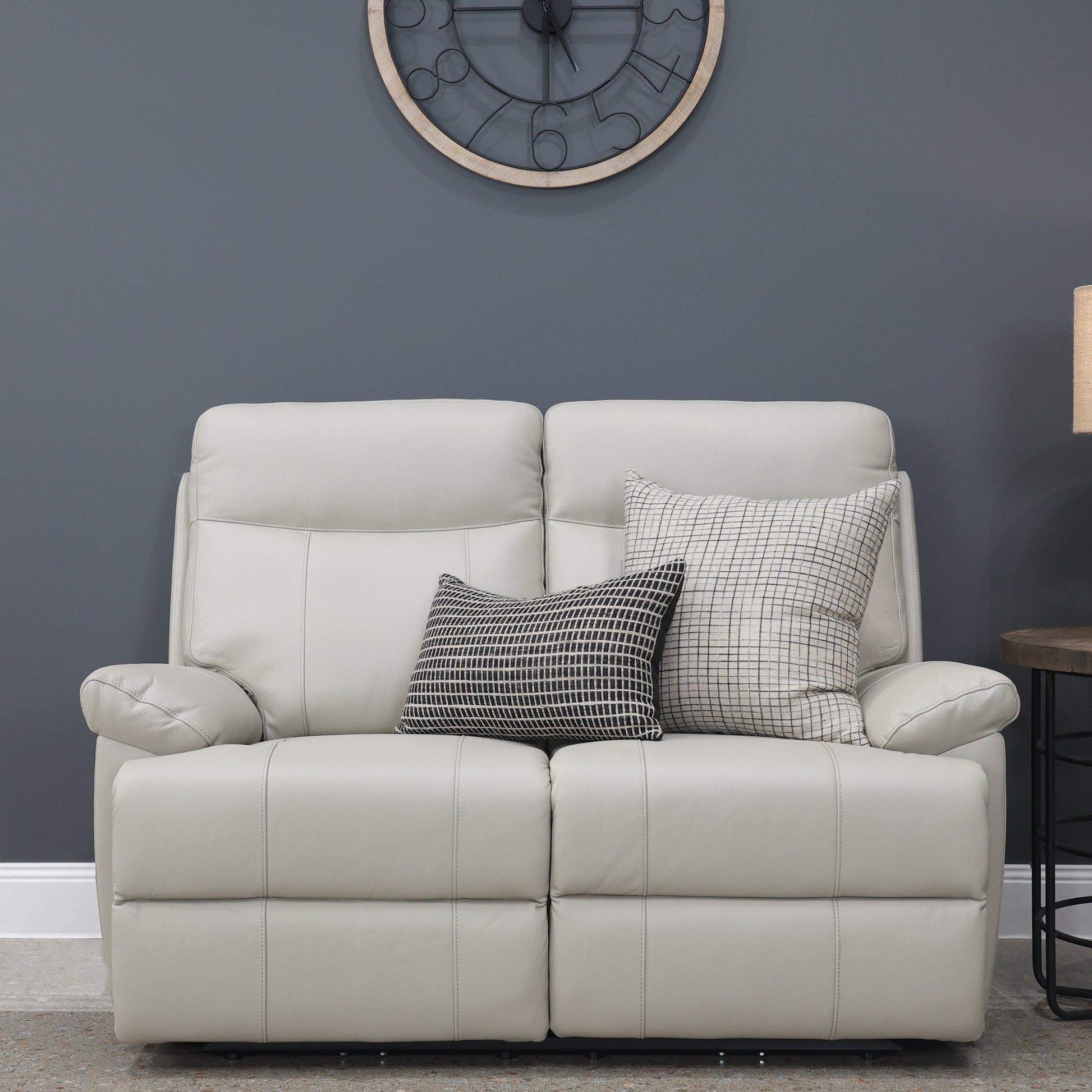 Seymour Electric 2 Seater Loveseat - Light Grey Leather