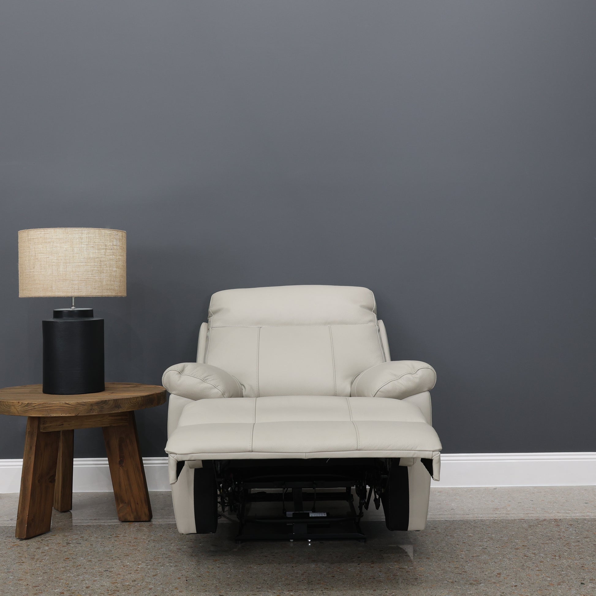 Seymour Electric Recliner - Light Grey Leather