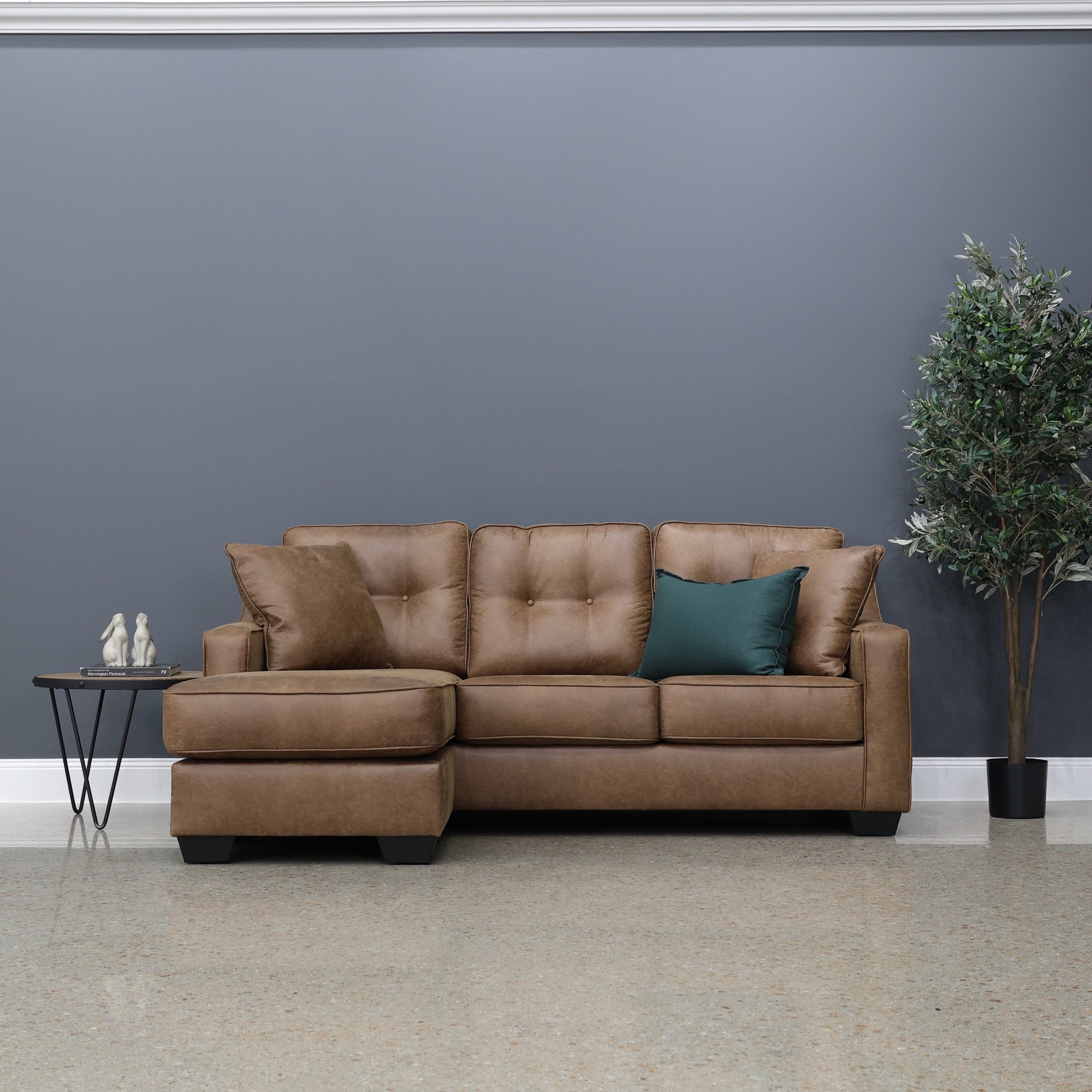Victoria Sofa Chaise - Tan Leather Air