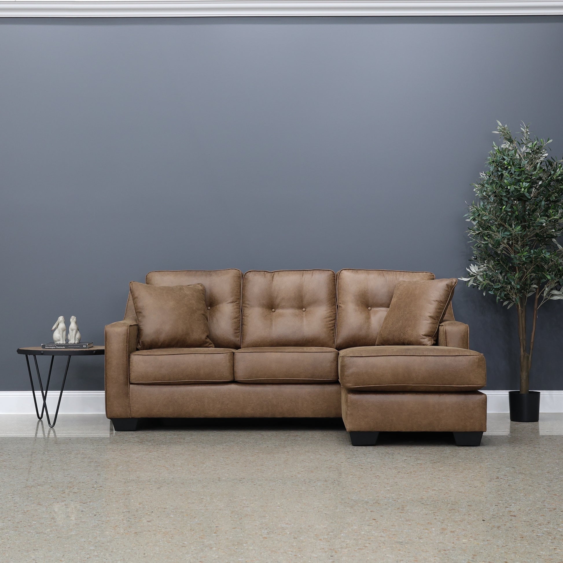 Victoria Sofa Chaise - Tan Leather Air