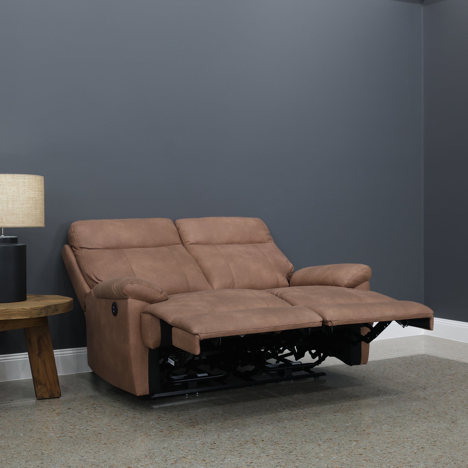 Seymour Electric Loveseat - Chestnut Leather Air