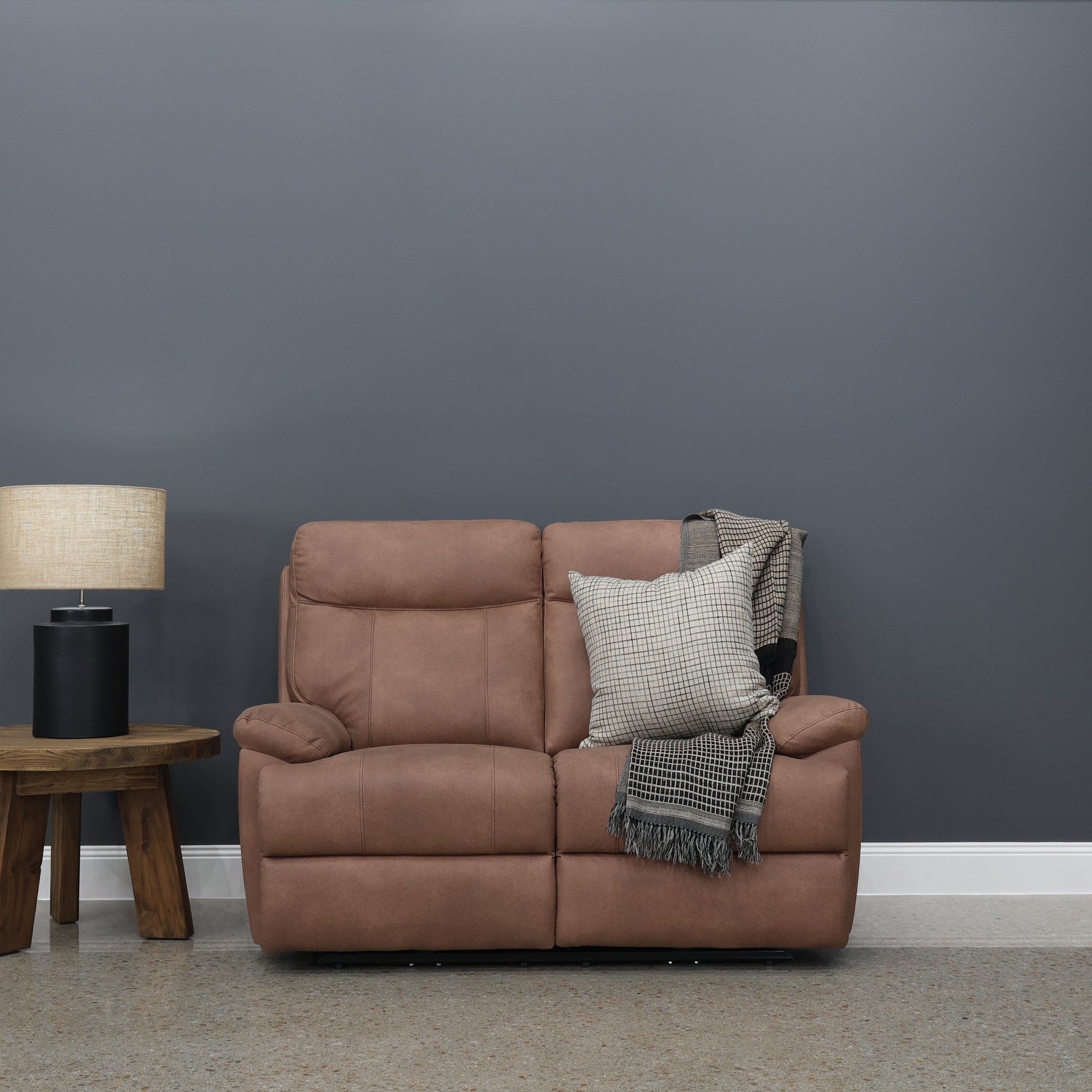 Seymour Electric Loveseat - Chestnut Leather Air
