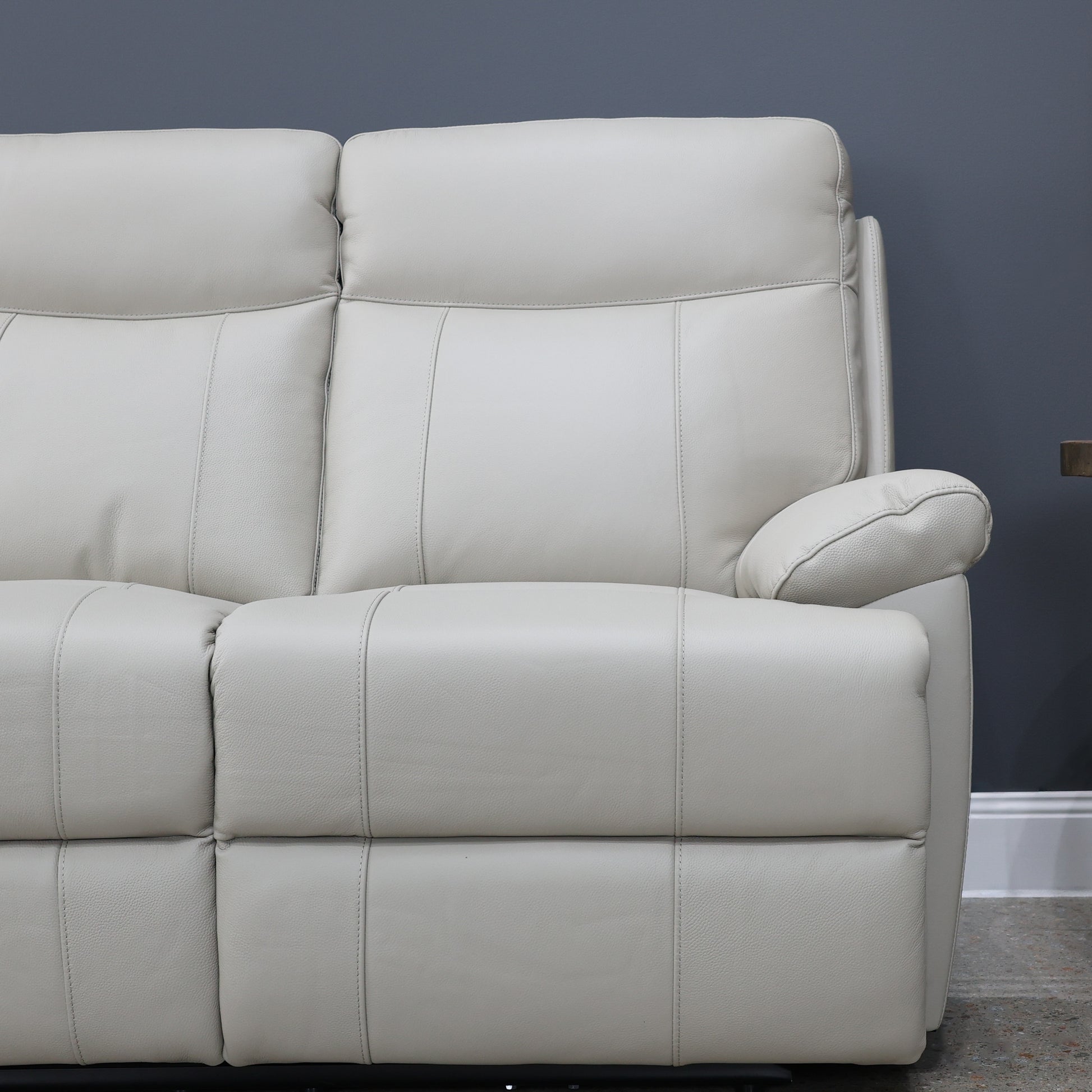 Seymour Electric 2 Seater Loveseat - Light Grey Leather