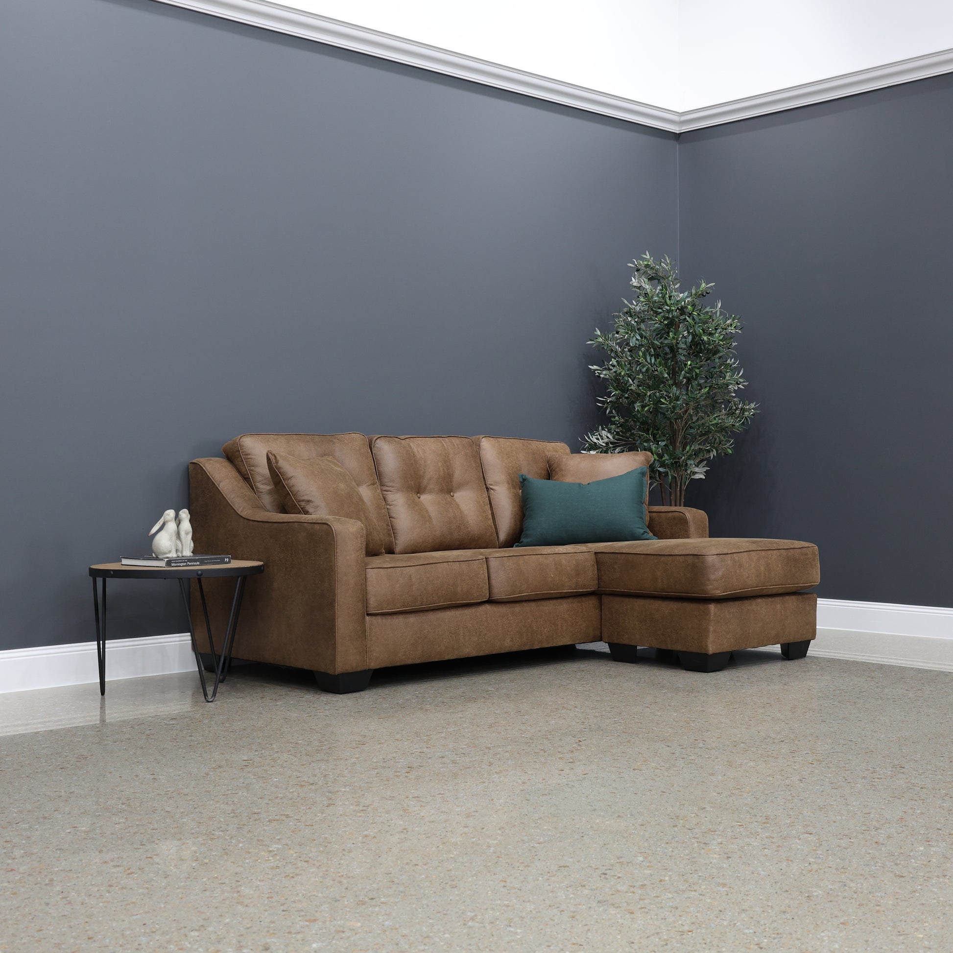 Victoria Sofa Chaise - Tan Leather Air