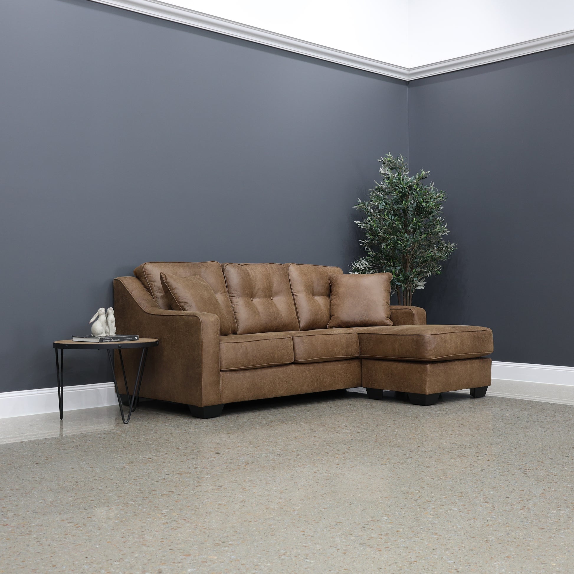 Victoria Sofa Chaise - Tan Leather Air