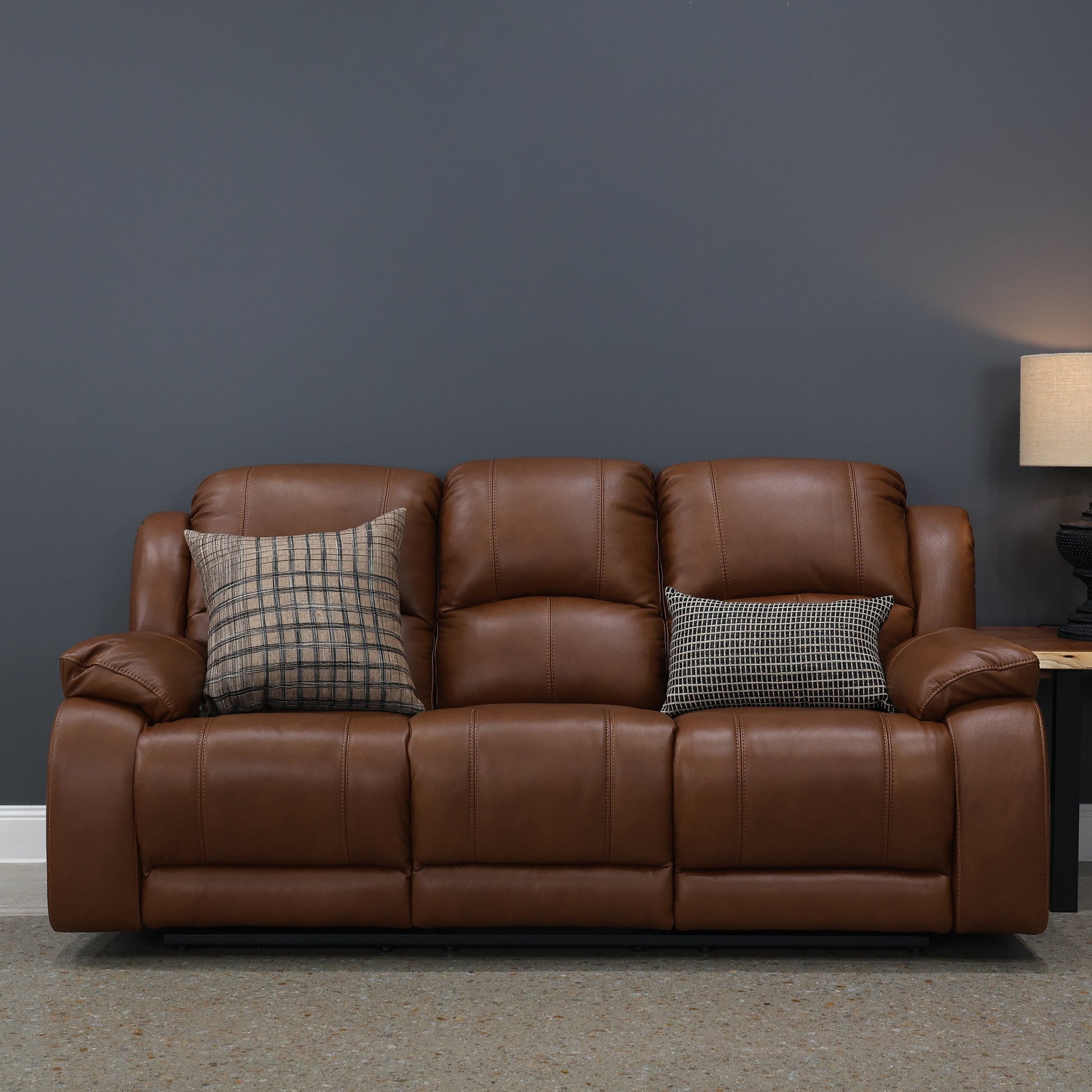 Bendigo Manual Reclining Sofa - Tan Leather
