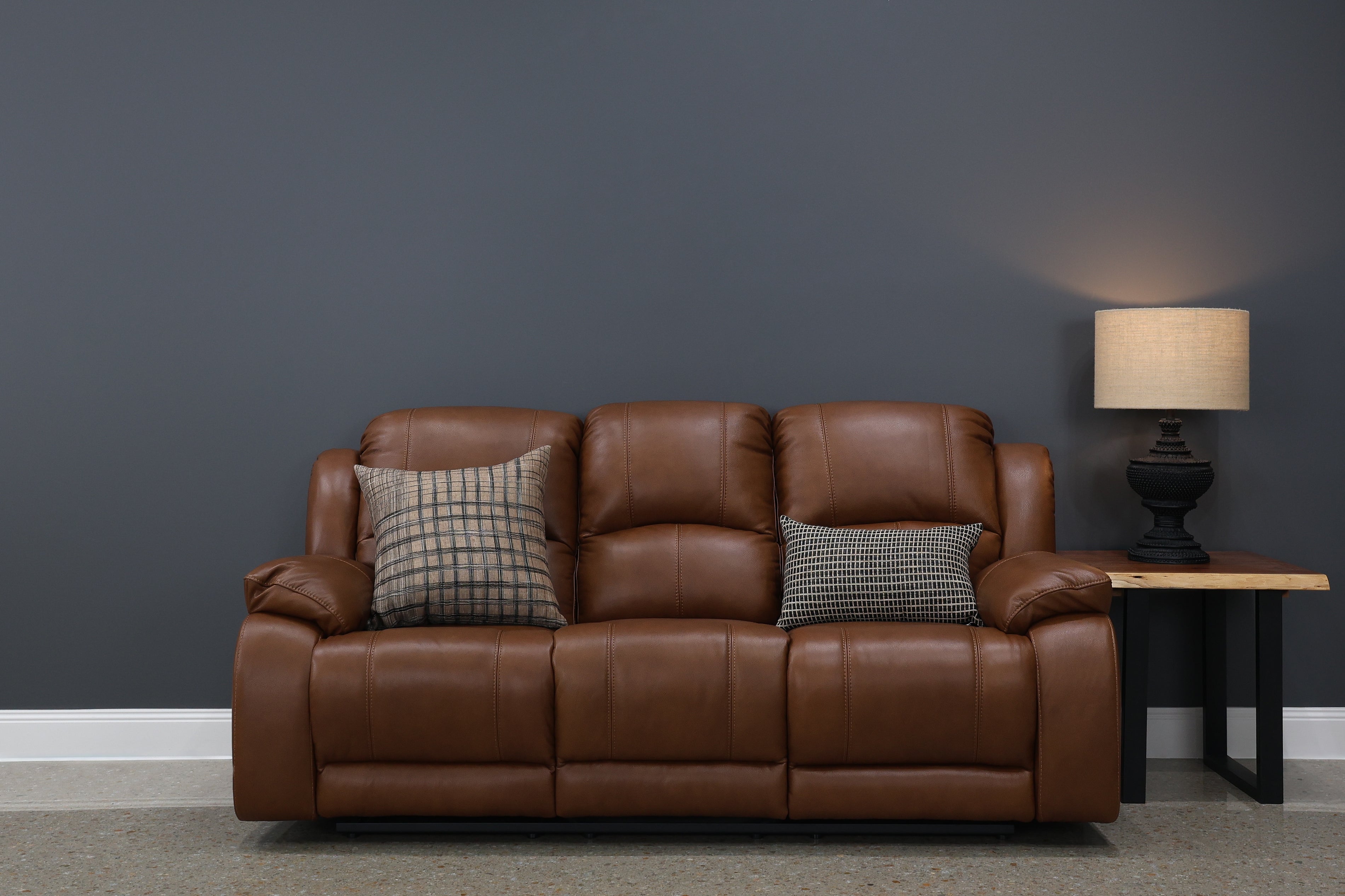 Bendigo Manual Reclining Sofa - Tan Leather