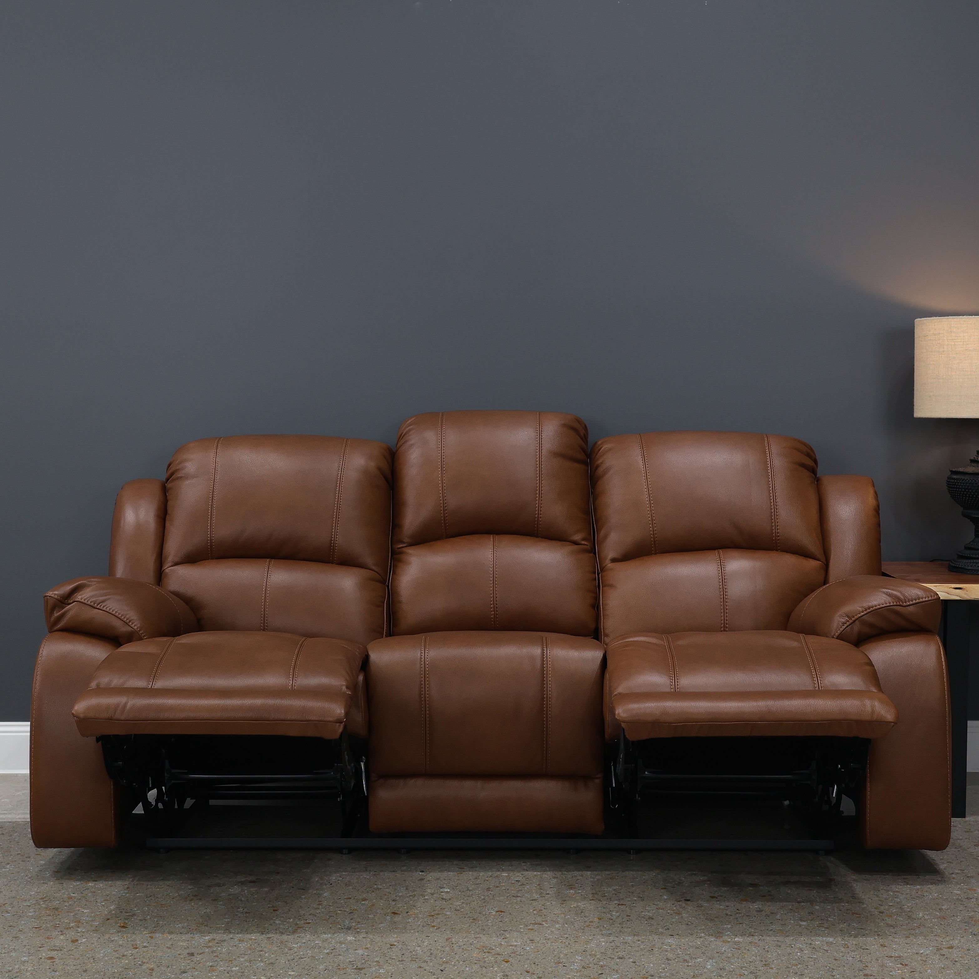 Bendigo Manual Reclining Sofa - Tan Leather