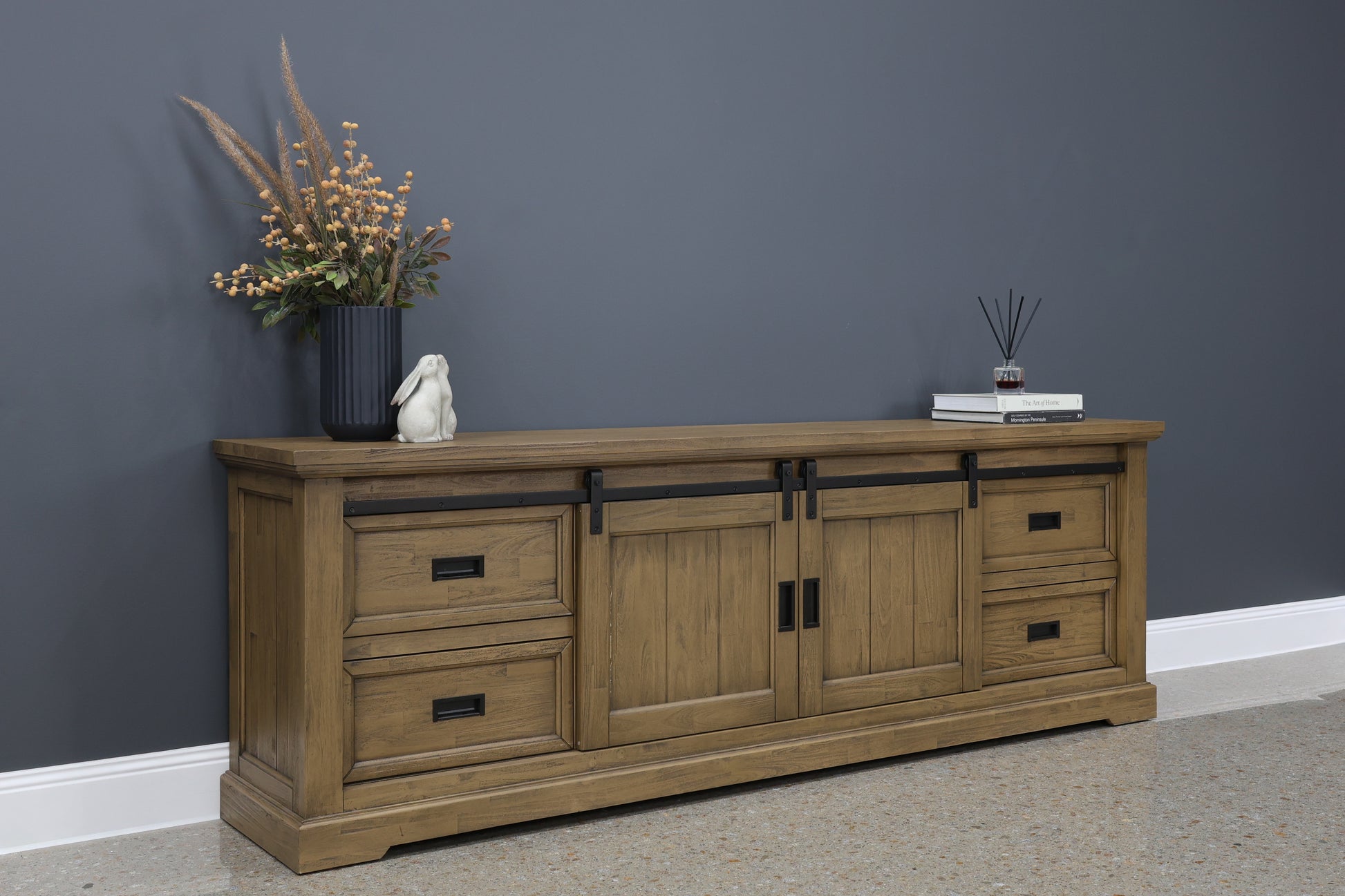 Macedon Large Tv Unit 2 Sliding Doors 4 Drawers