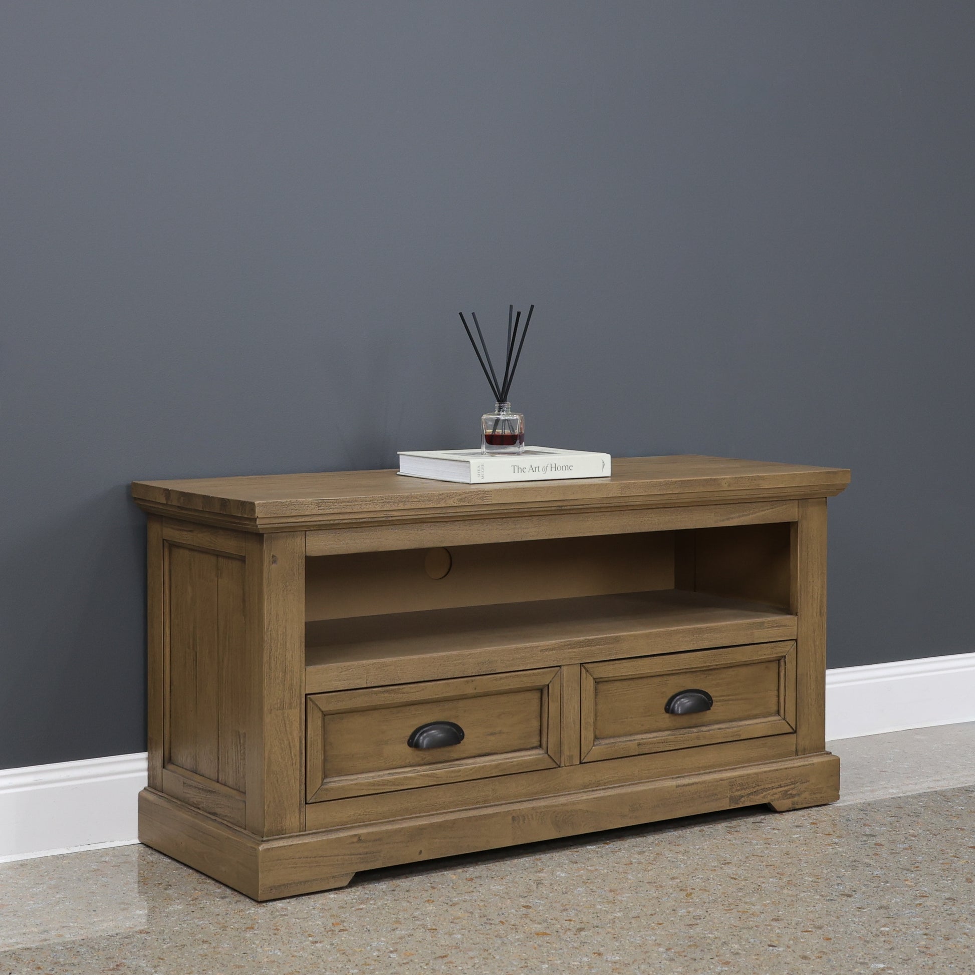 Macedon Small Tv Unit - Small w/ 2 Drawers 1 Niche