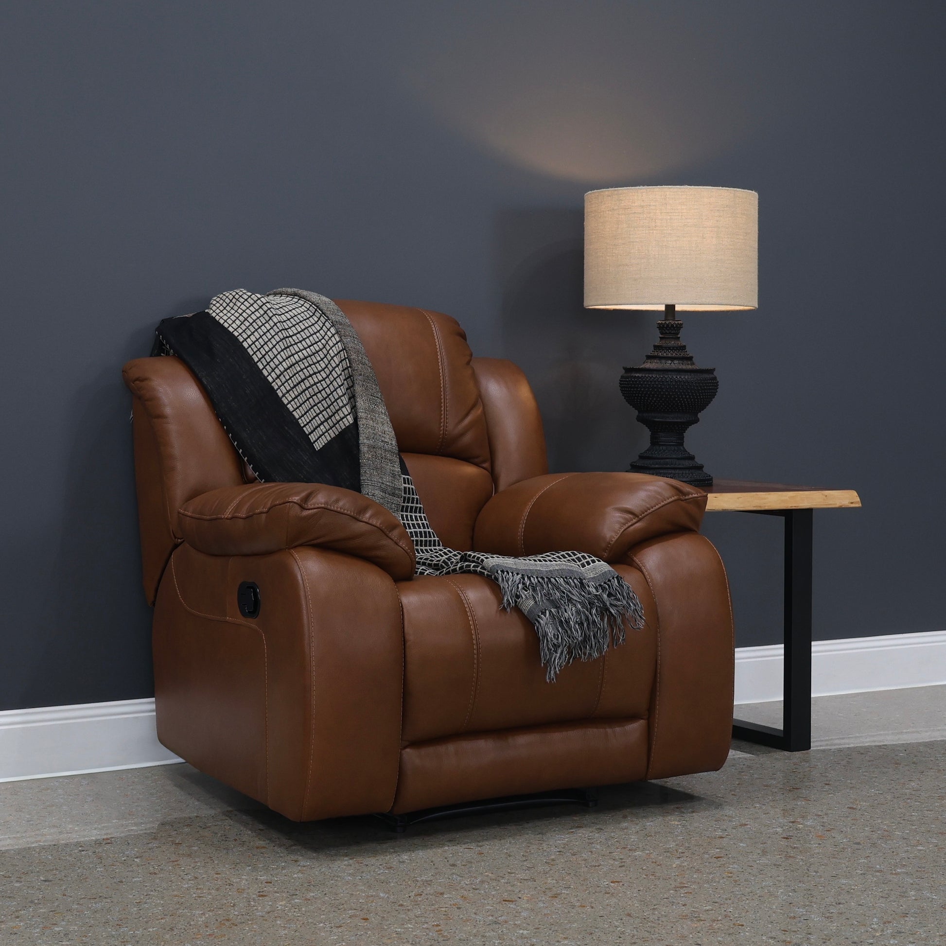 Bendigo Manual Recliner - Tan Leather