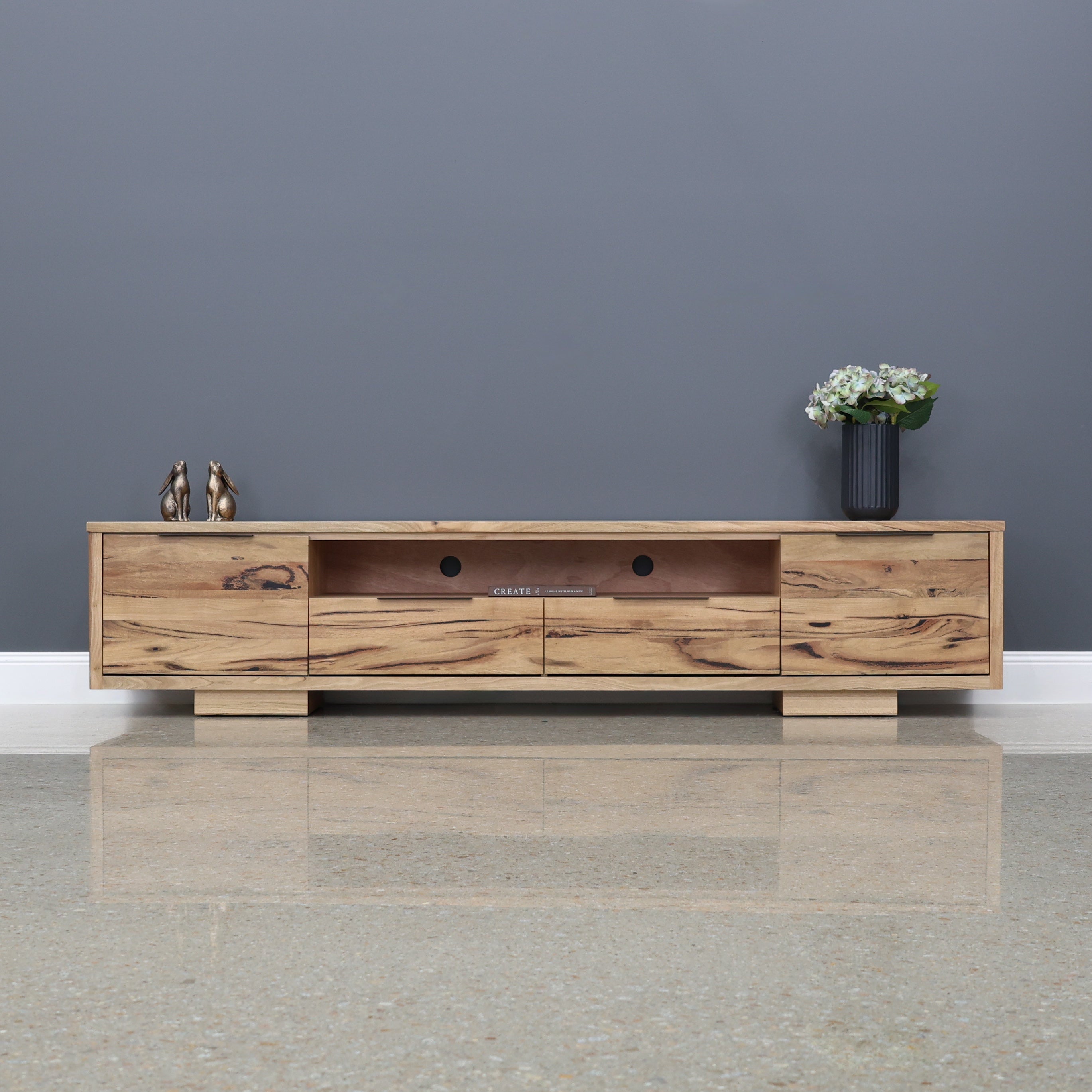 The Marri Wood Black TV Unit - 240cm L