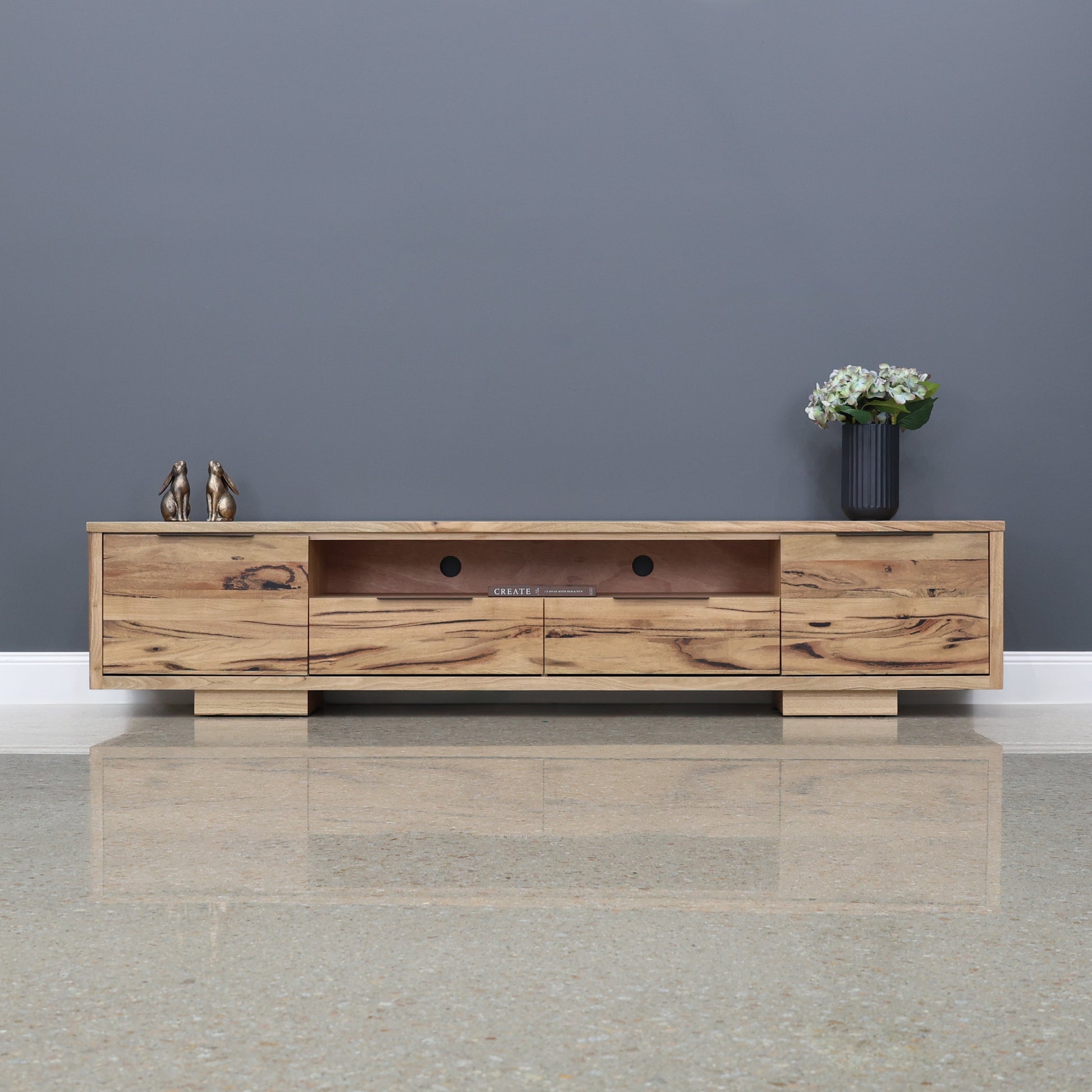 The Marri Wood Black TV Unit - 240cm L