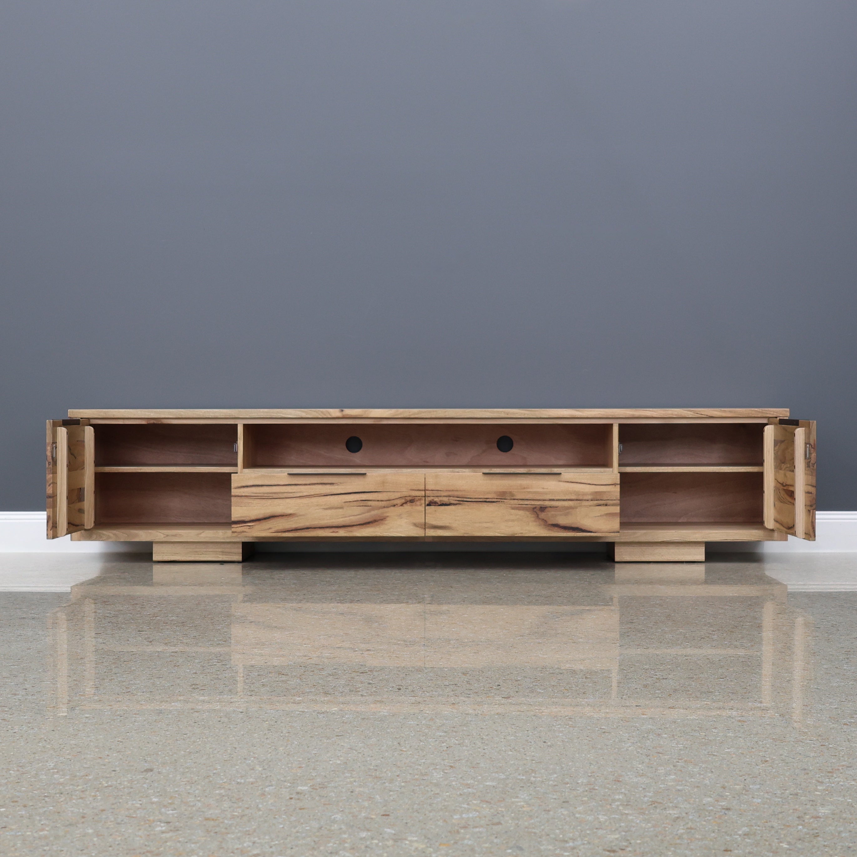 The Marri Wood Black TV Unit - 240cm L