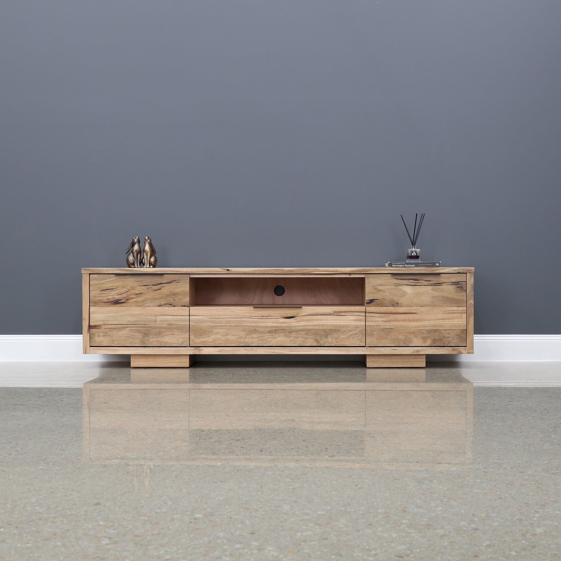 The Marri Wood Black TV Unit - 200cm L