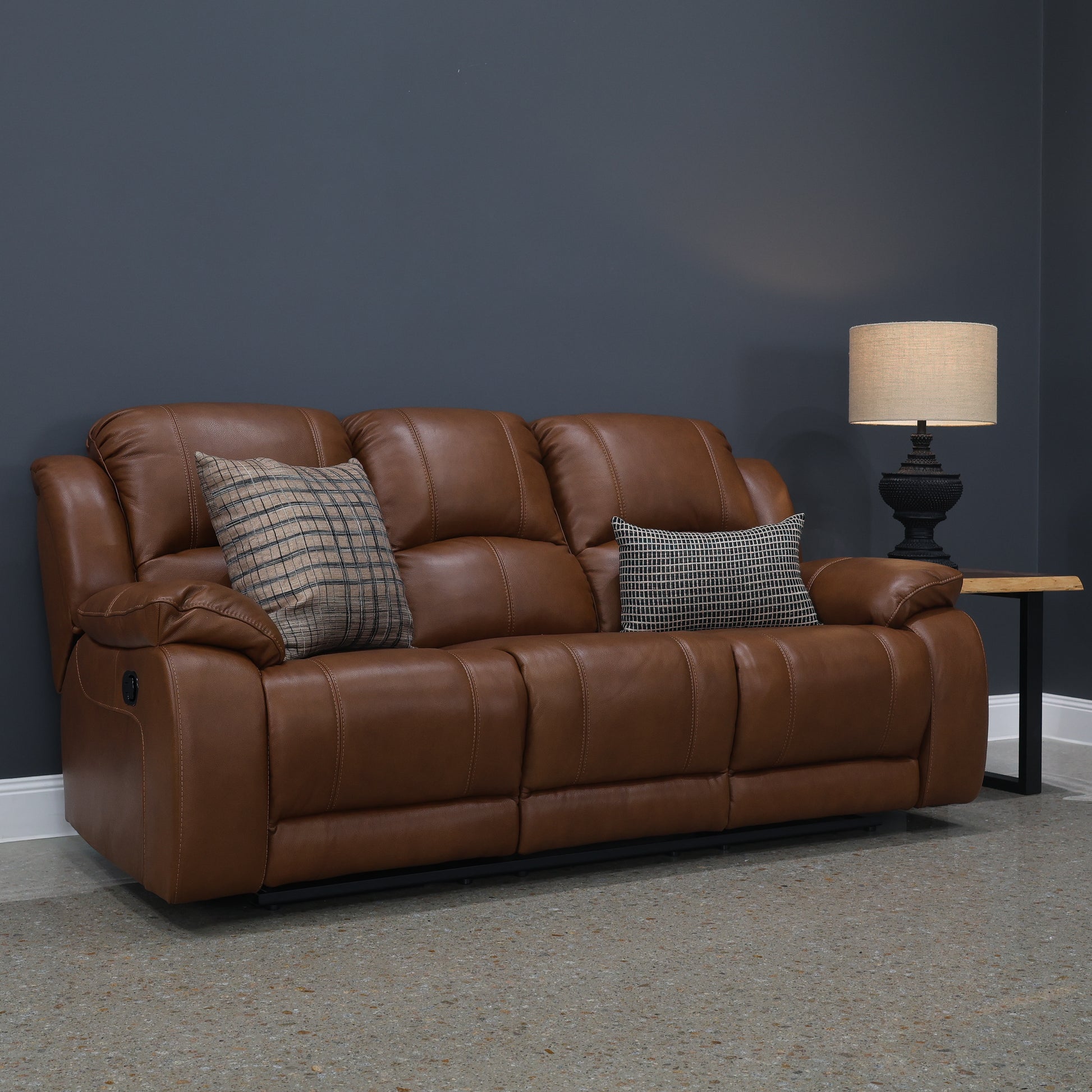 Bendigo Manual Reclining Sofa - Tan Leather