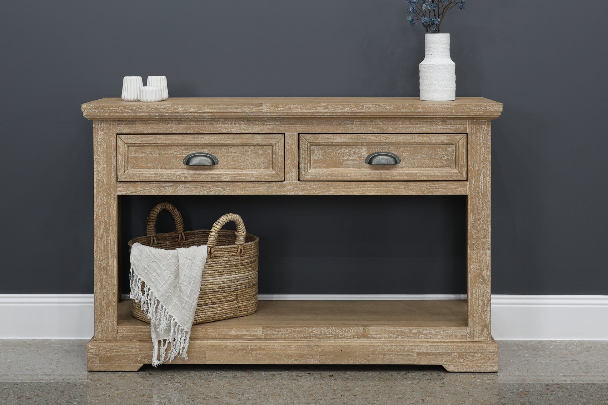 Provedore Natural Console w/ 2 Drawers