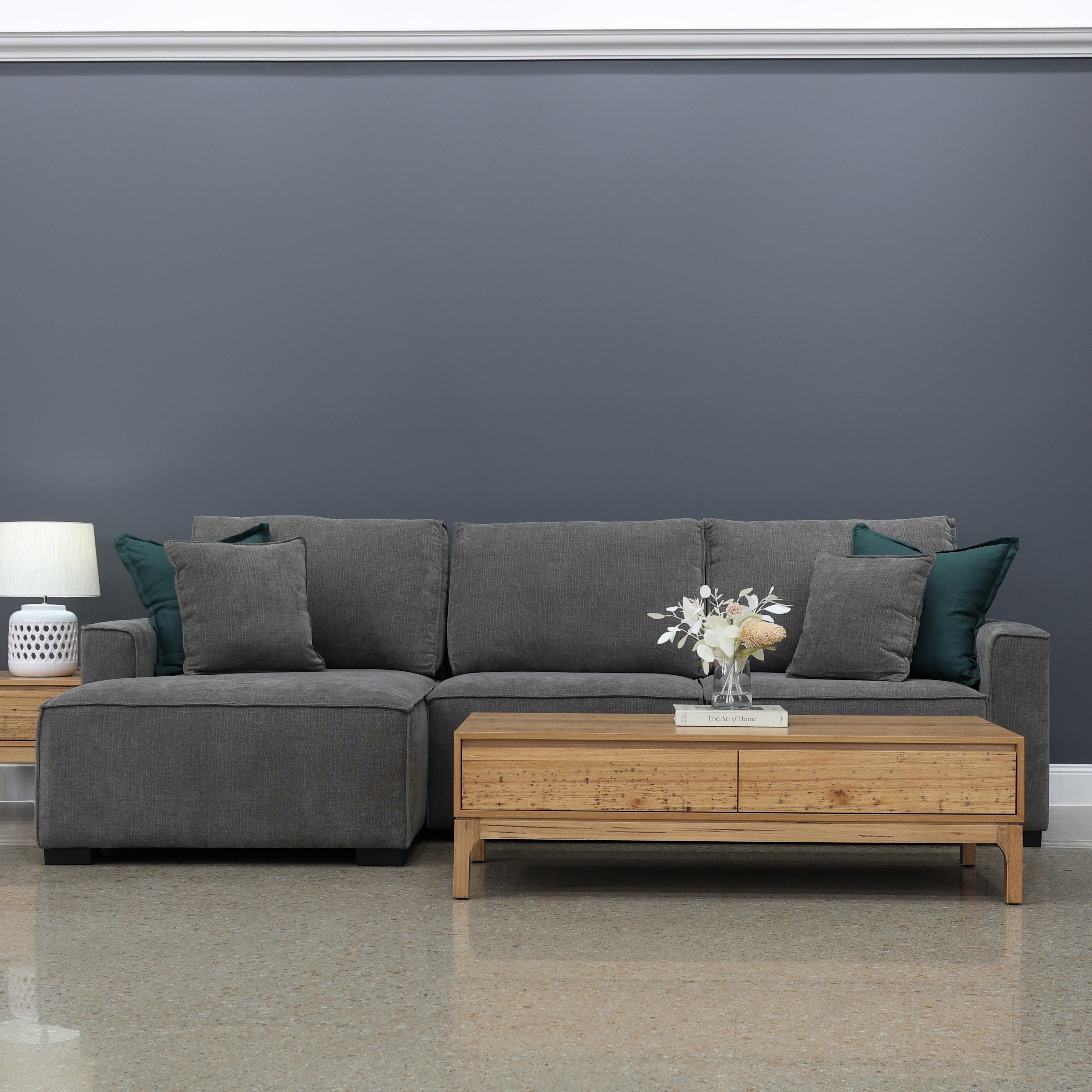 Noosa Sofa Bed w/ Chaise - Charcoal
