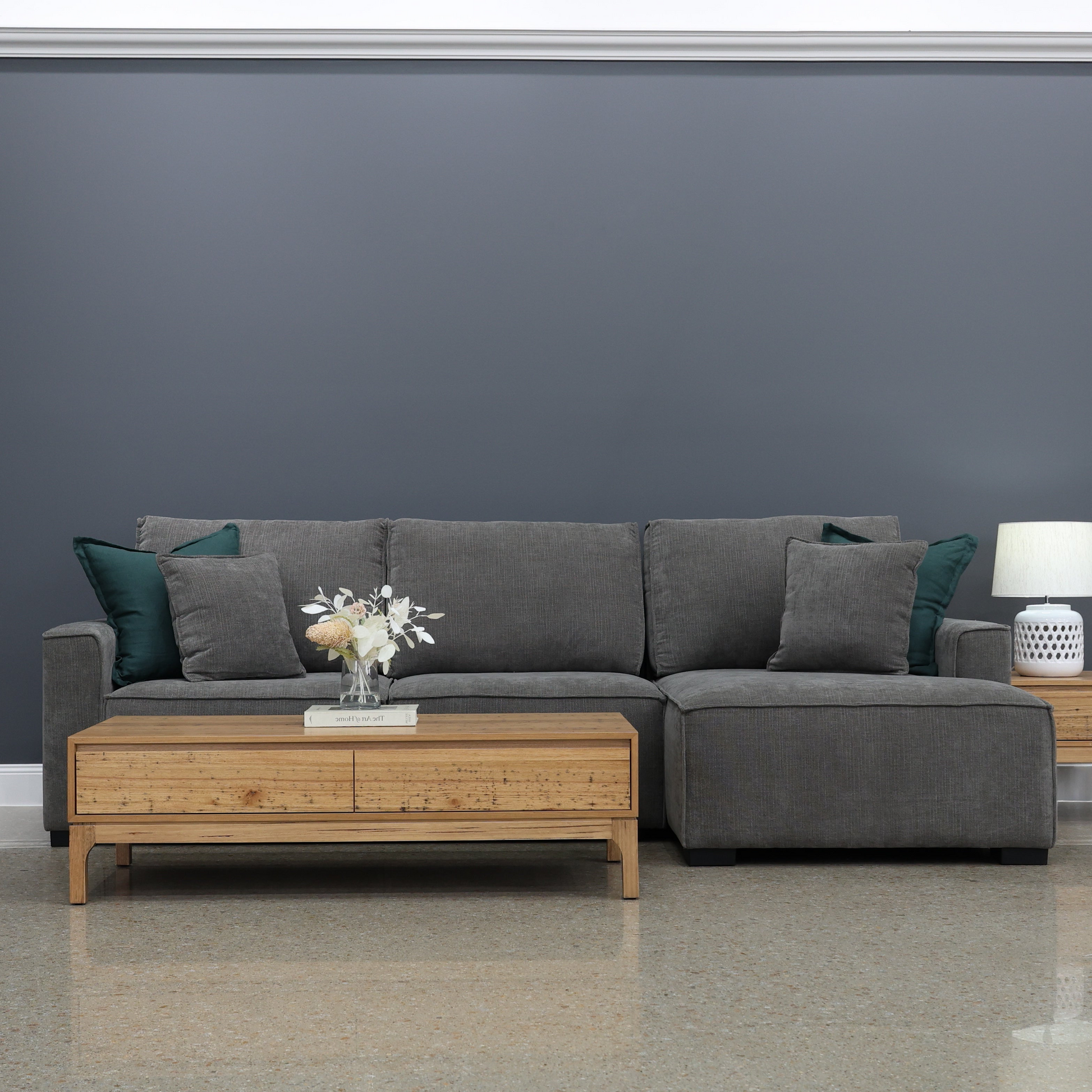 Noosa Sofa Bed w/ Chaise - Charcoal