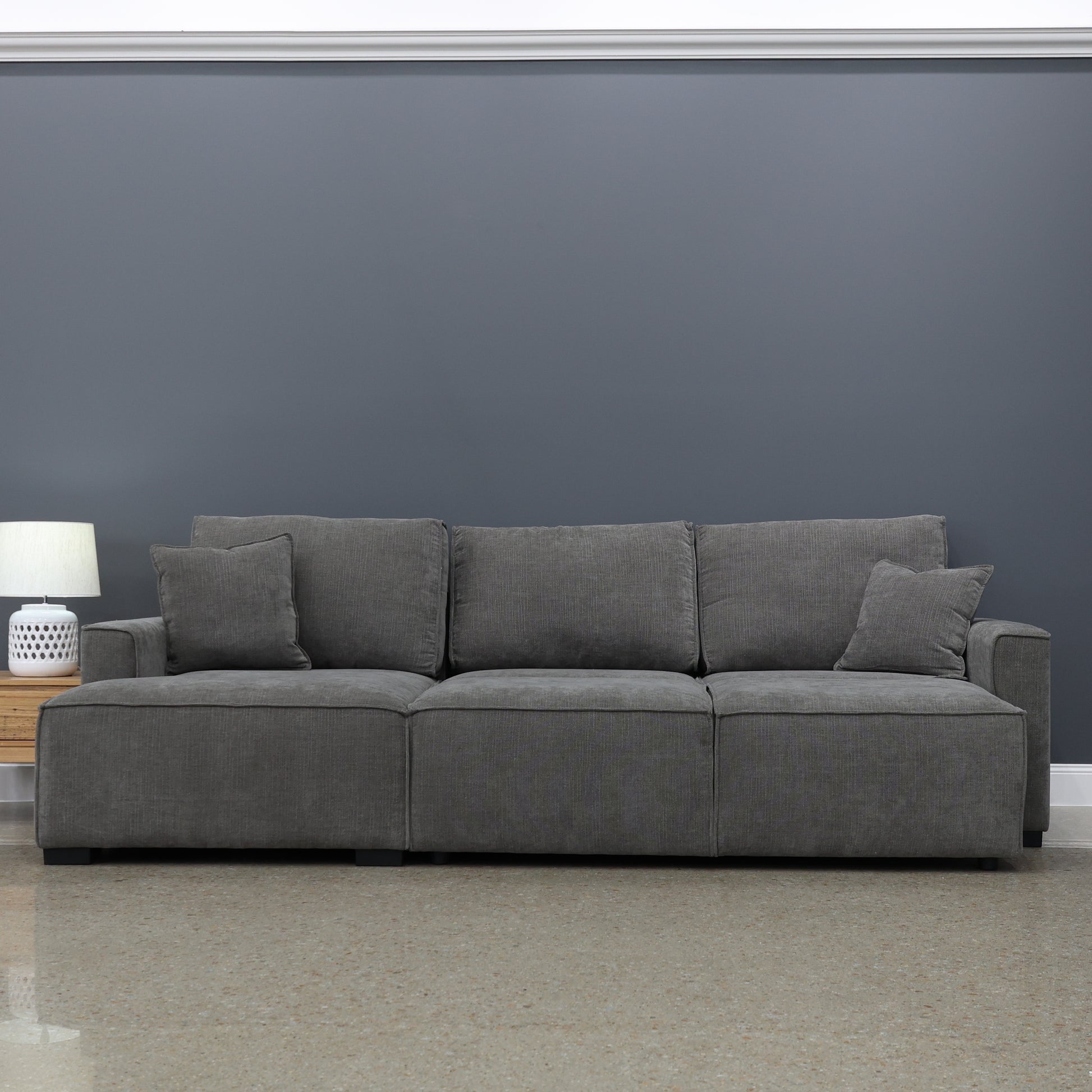 Noosa Sofa Bed w/ Chaise - Charcoal