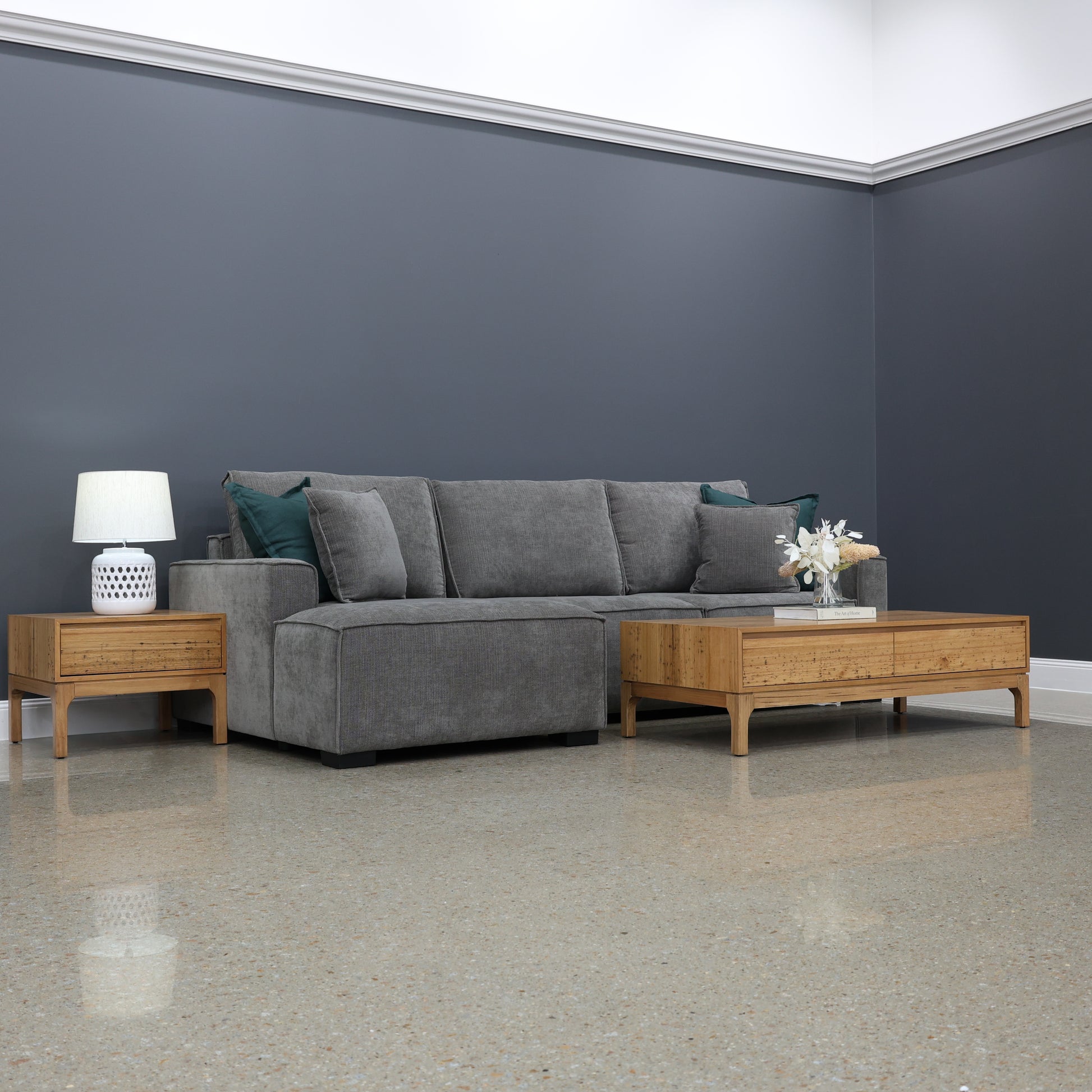 Noosa Sofa Bed w/ Chaise - Charcoal