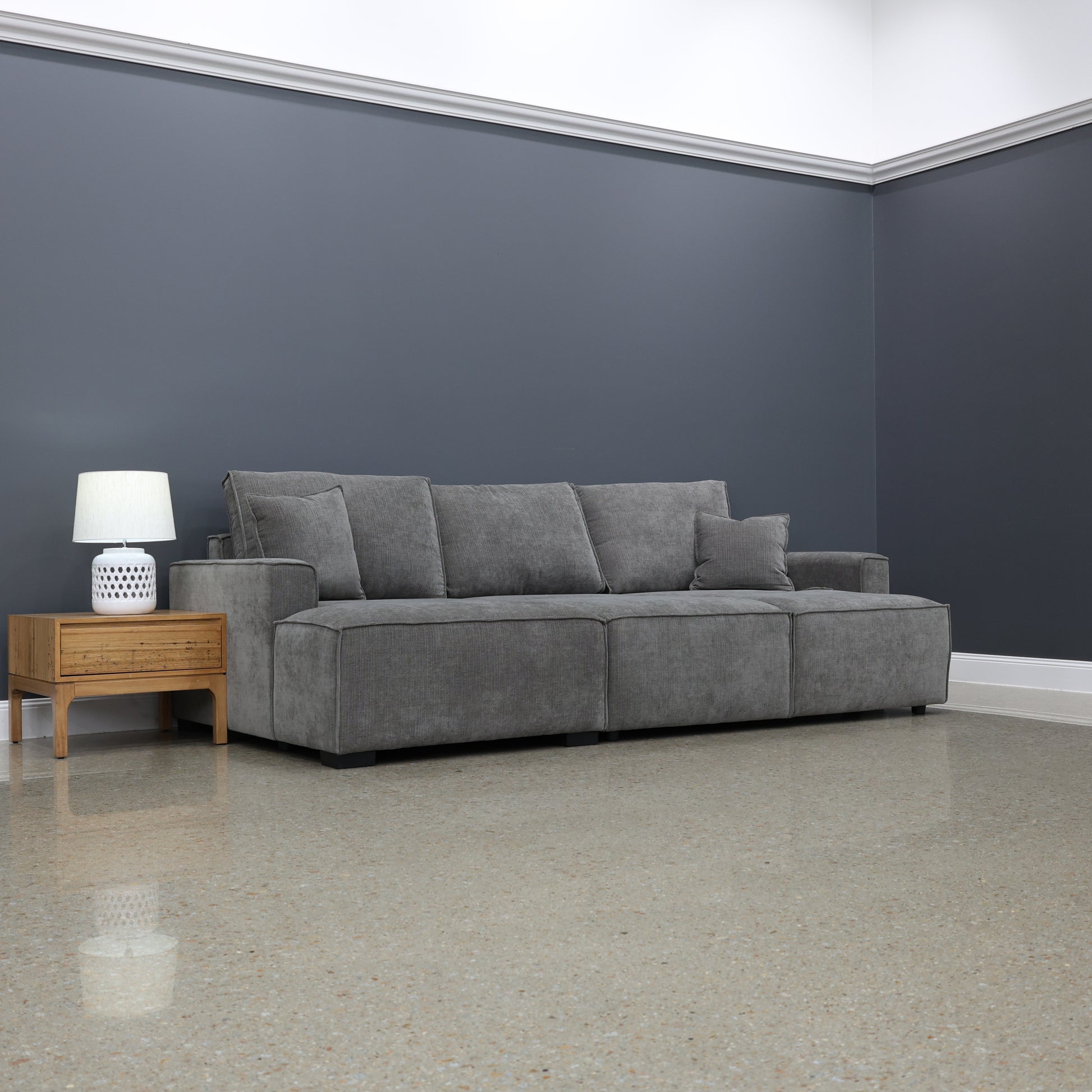 Noosa Sofa Bed w/ Chaise - Charcoal