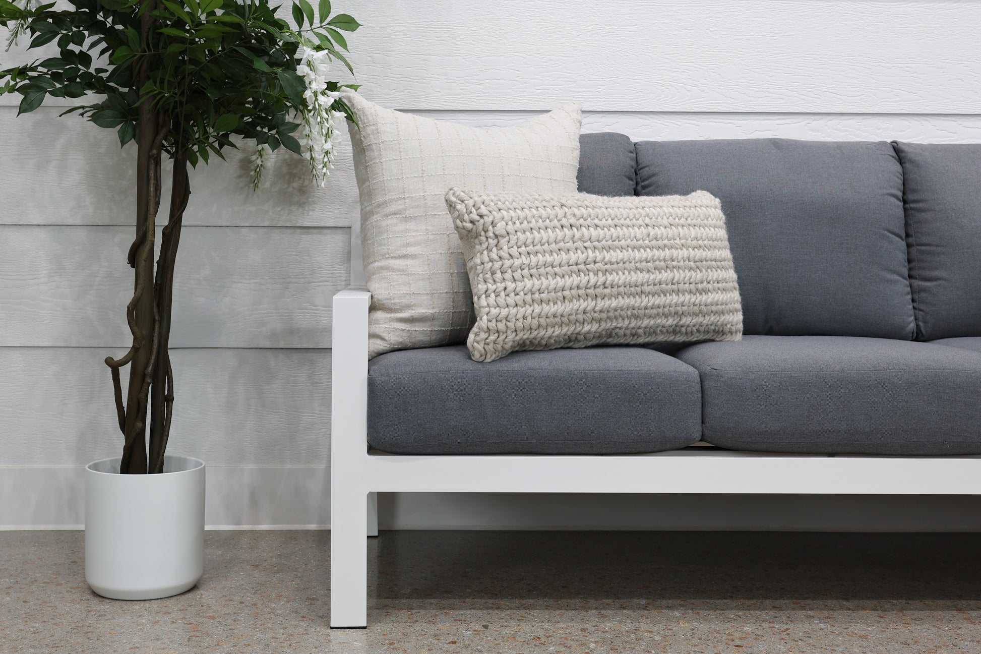 Georgia Corner Lounge - White Frame w/ Charcoal Cushions